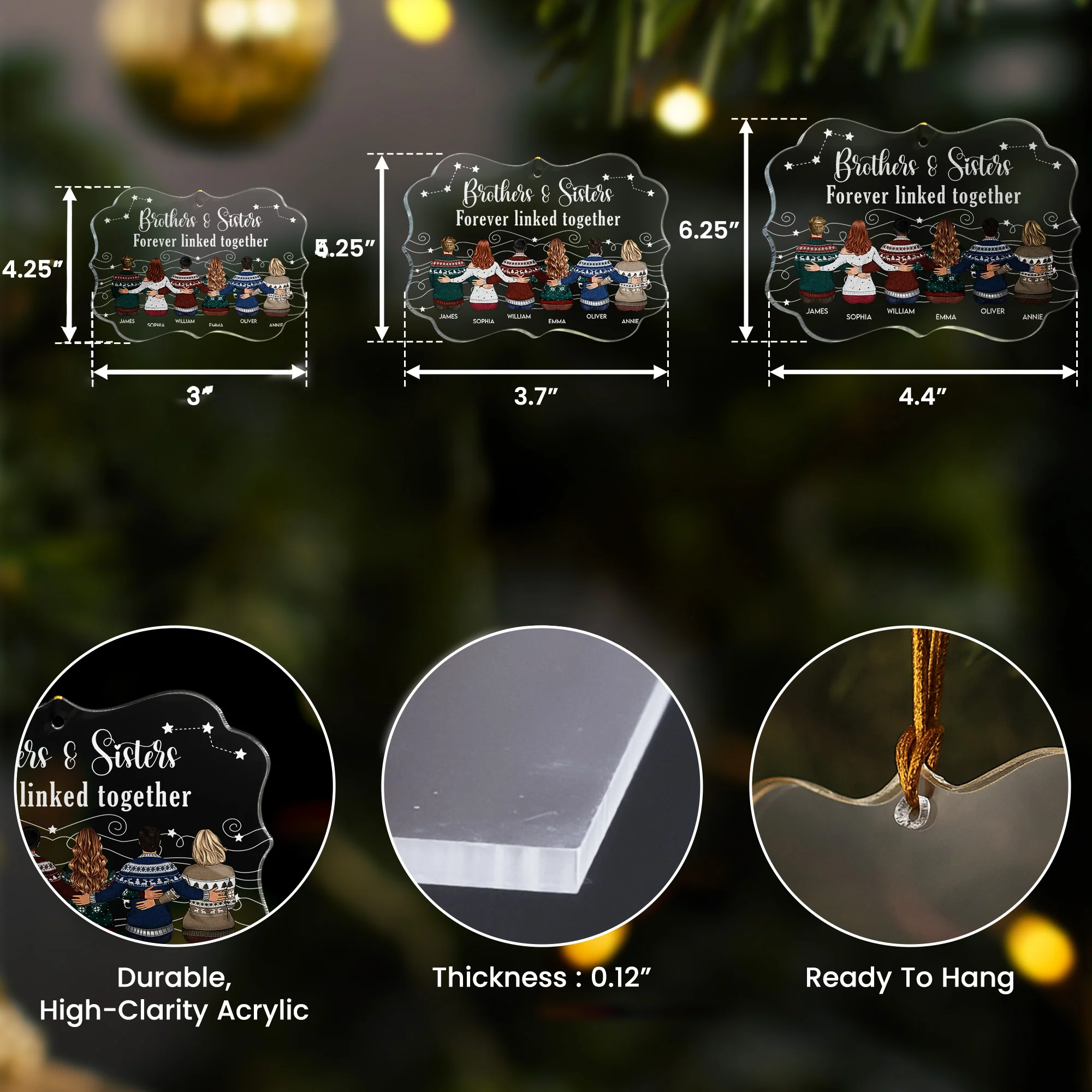 Siblings Are Like Stars You Know They’re Always There - Personalized Acrylic Ornament - Image 3