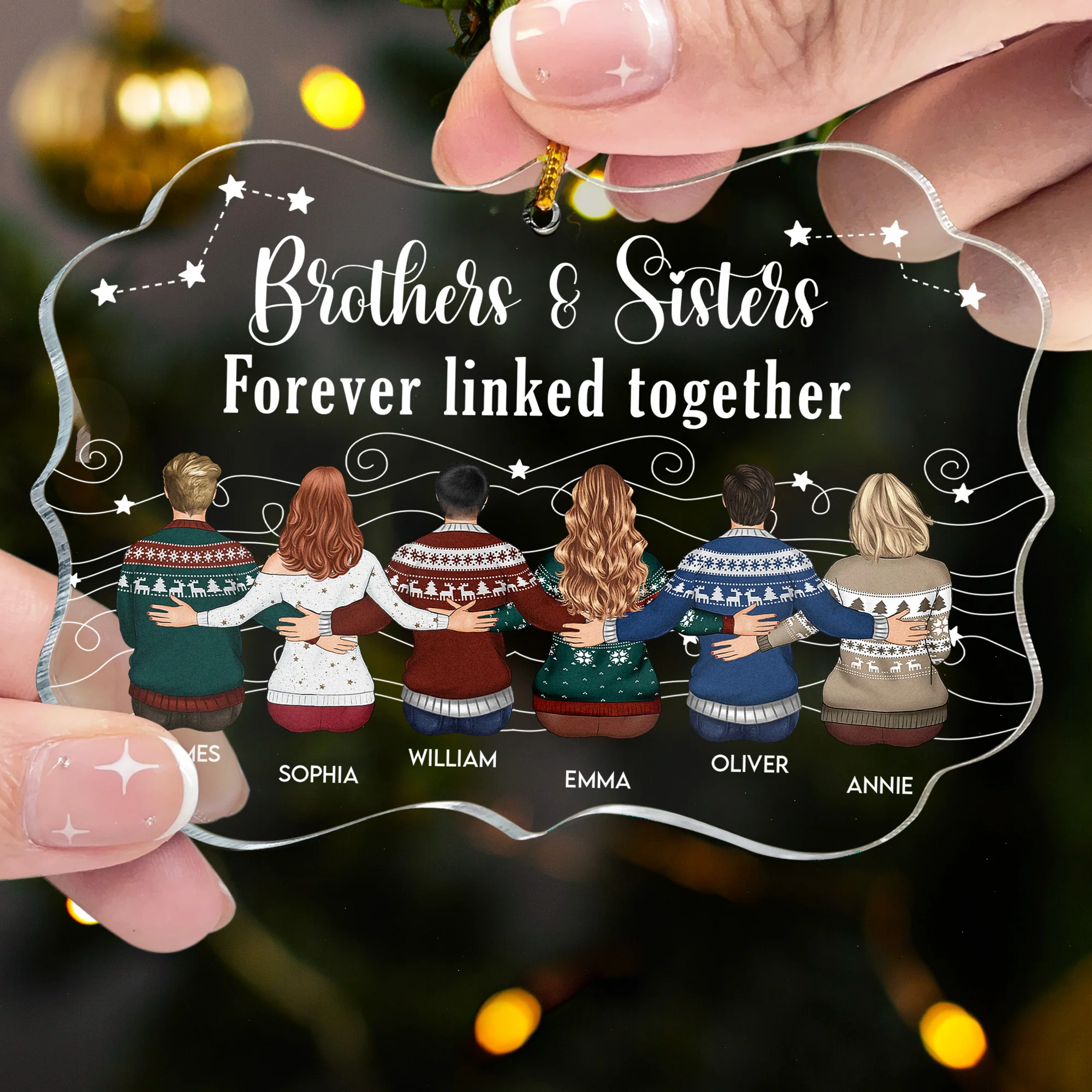 Siblings Are Like Stars You Know They’re Always There - Personalized Acrylic Ornament - Image 4