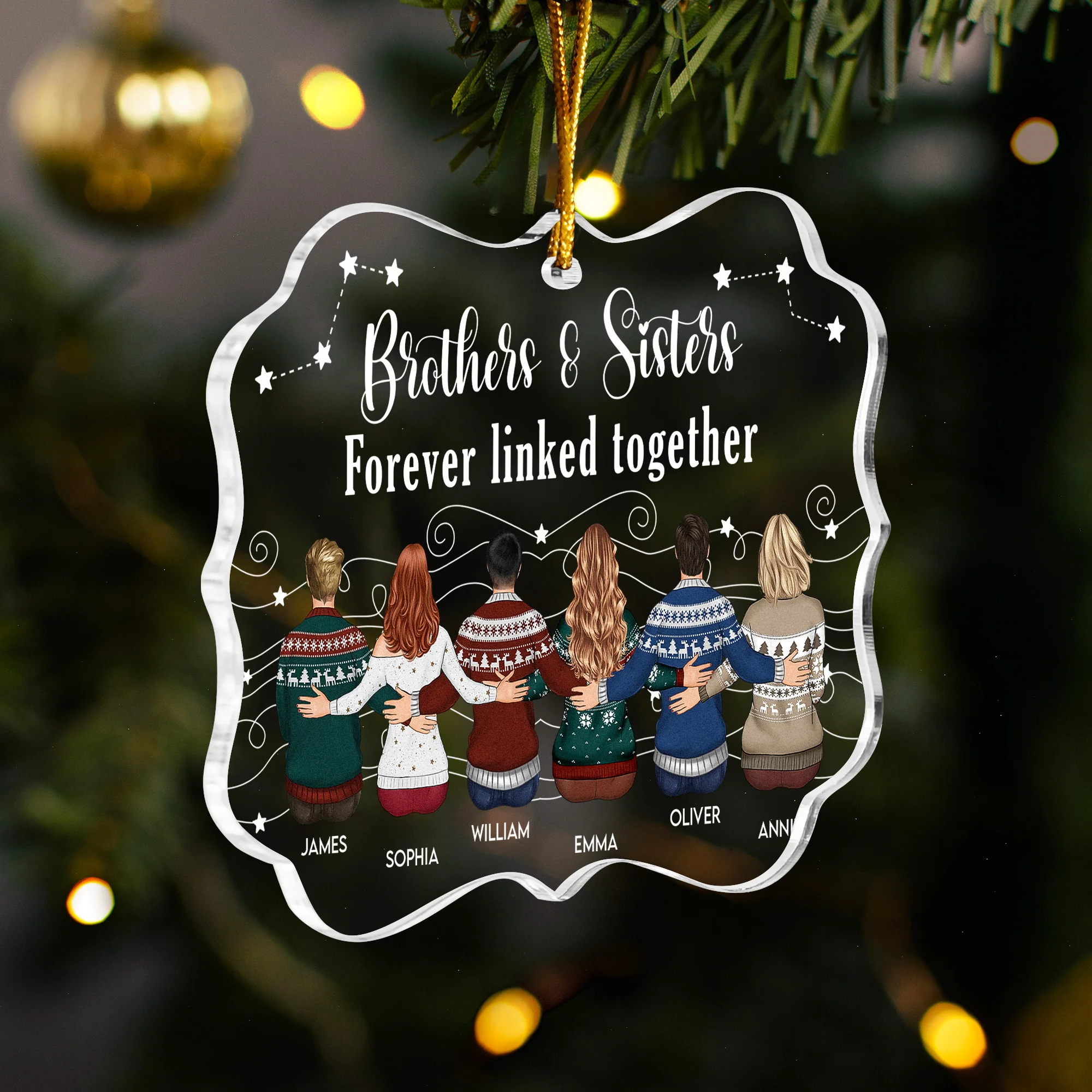 Siblings Are Like Stars You Know They’re Always There - Personalized Acrylic Ornament - Image 5