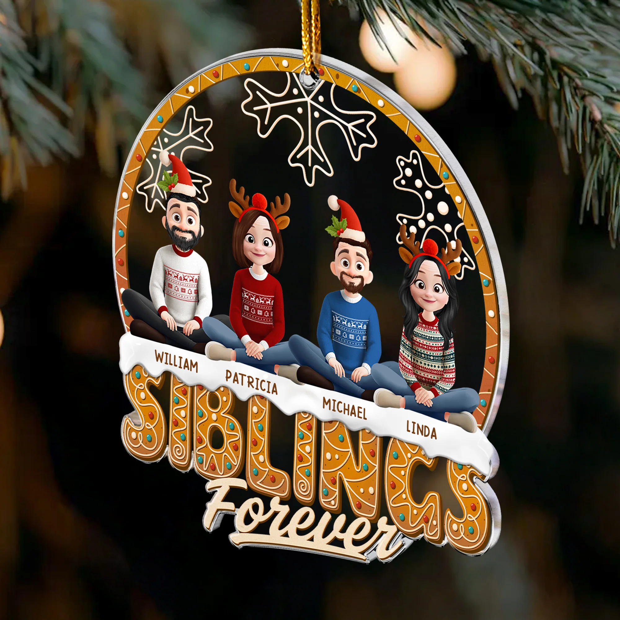 Siblings Forever - Personalized Acrylic Ornament - Image 3