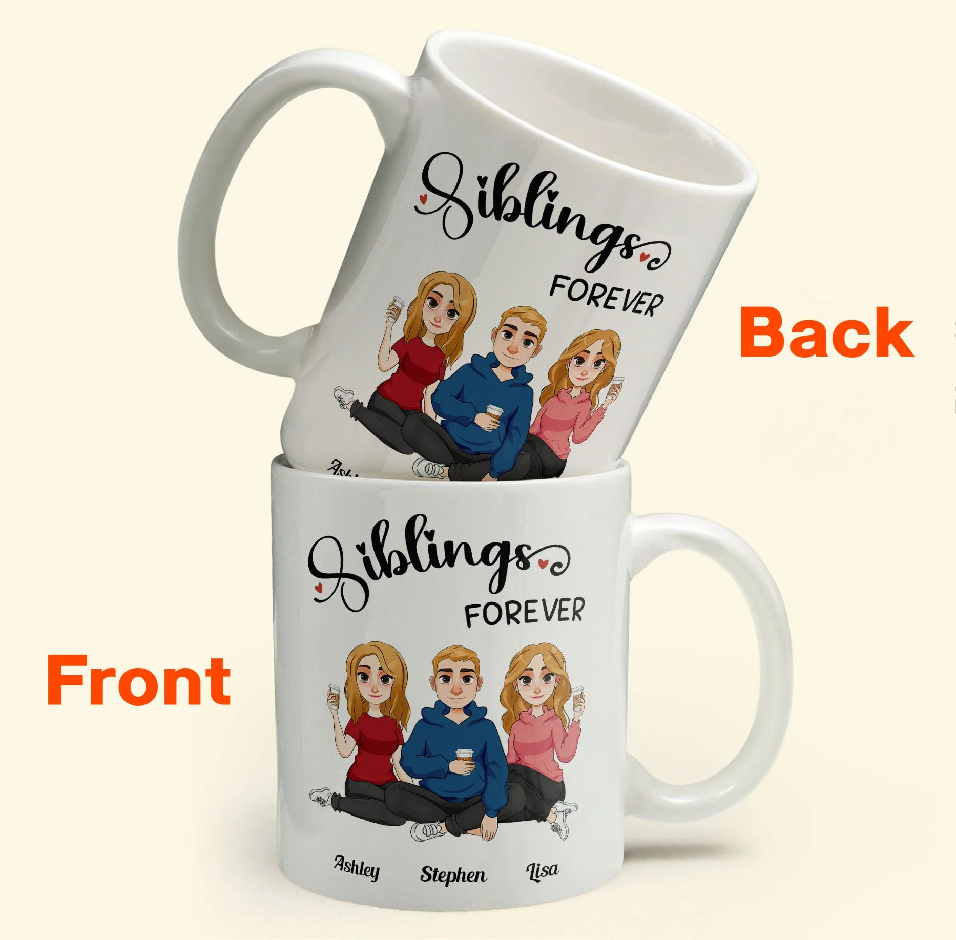 Siblings Forever - Personalized Mug - Image 3