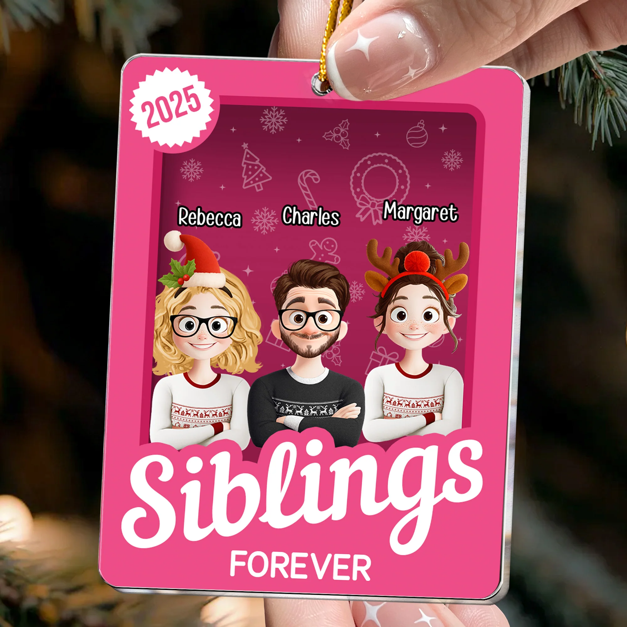 Siblings Toy Box - Christmas Custom Gift - Personalized Acrylic Ornament - Image 2