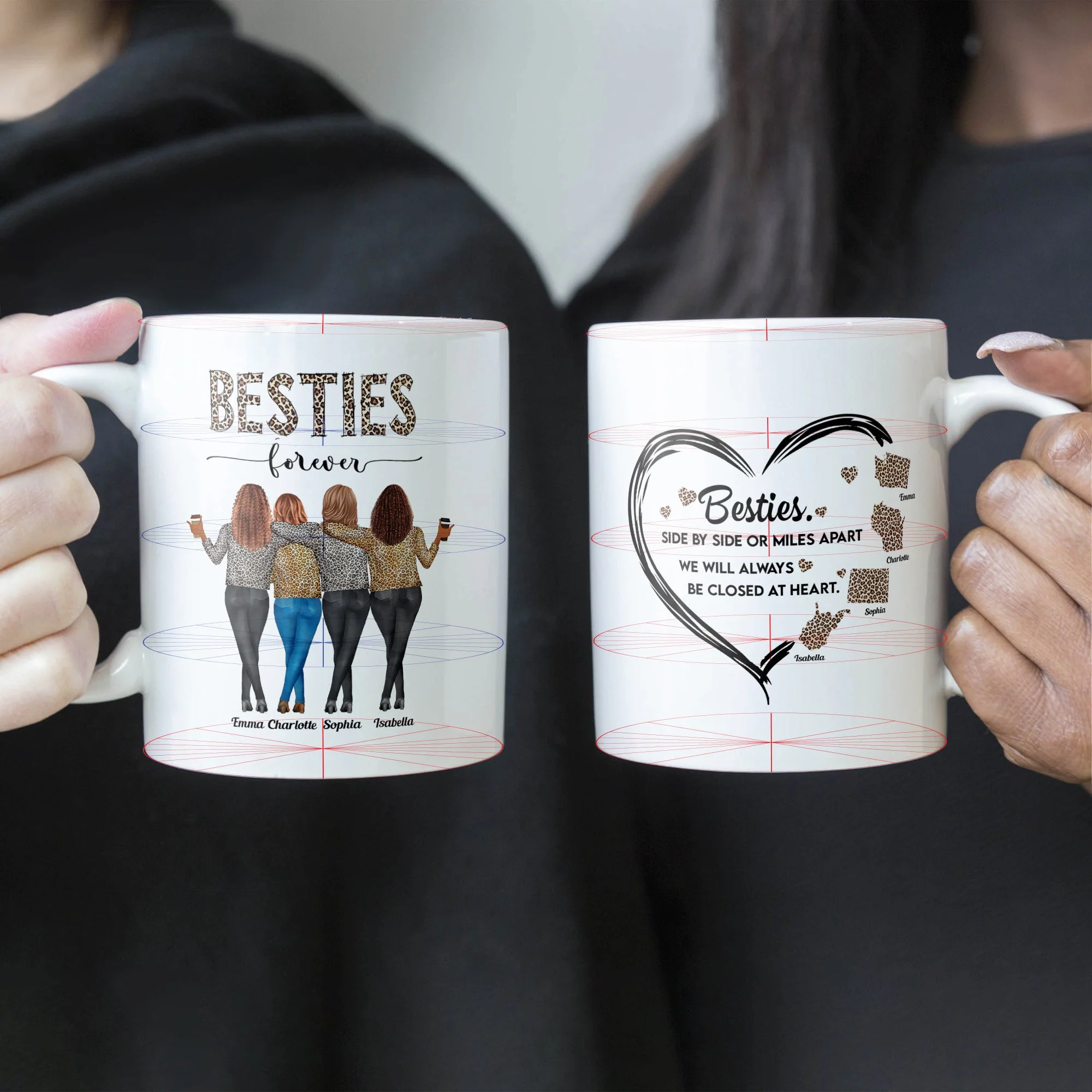 Side By Side Or Miles Apart Sisters Forever - Personalized Mug- Birthday Gift For Sisters, Sistas, Besties, BFF, Friends - Image 5