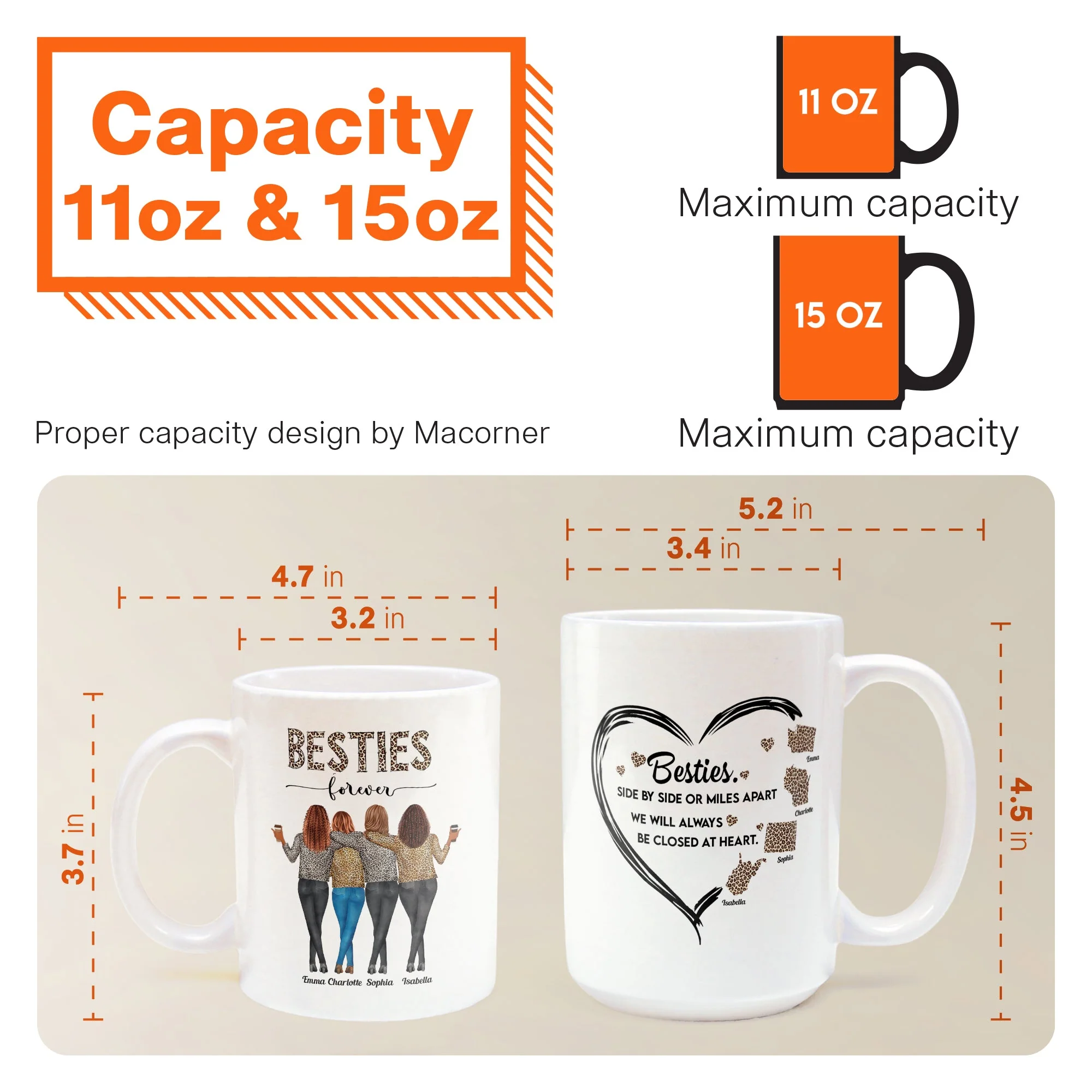 Side By Side Or Miles Apart Sisters Forever - Personalized Mug- Birthday Gift For Sisters, Sistas, Besties, BFF, Friends - Image 7