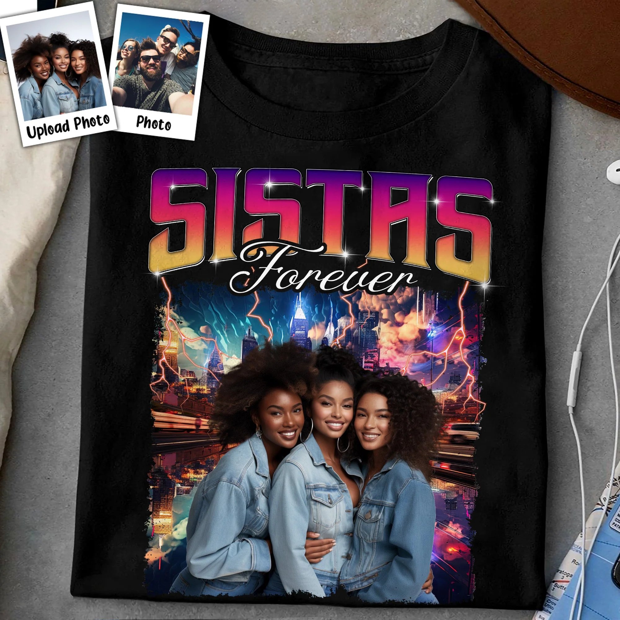 Sistas Bootleg Rap Style Custom Photo - Personalized Photo Shirt - Image 2