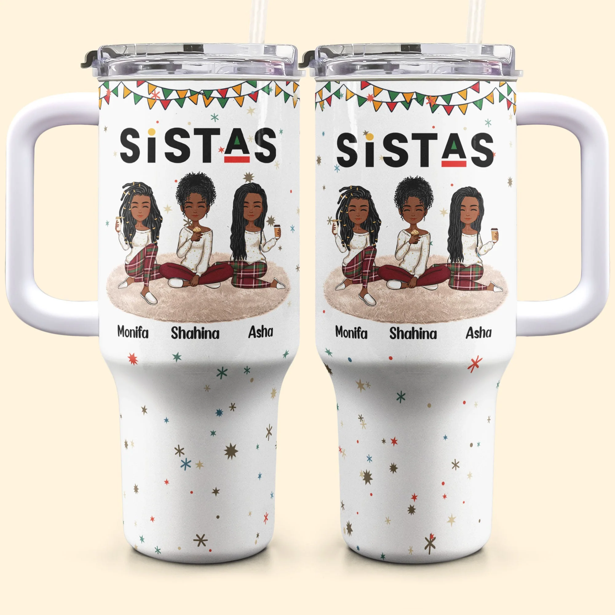 Sistas Forever - Personalized 40oz Tumbler With Straw - Image 5