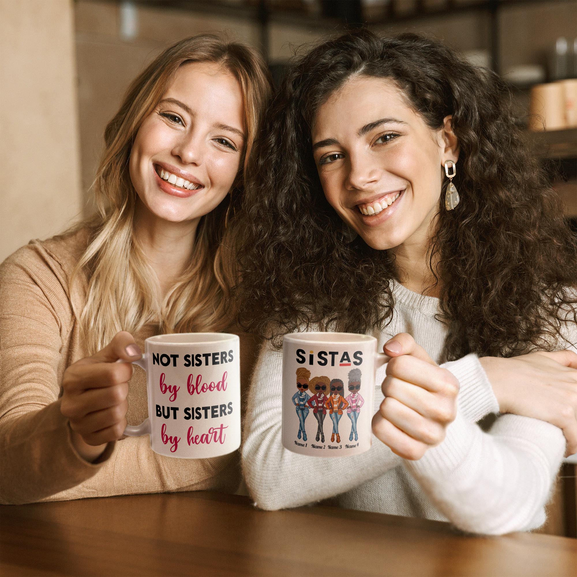Sistas Not Sisters By Blood But Sisters By Heart - Personalized Mug - Birthday & Christmas Gift For Sista, Sister, Soul Sister, Best Friend, BFF, Bestie, Friend - Image 2