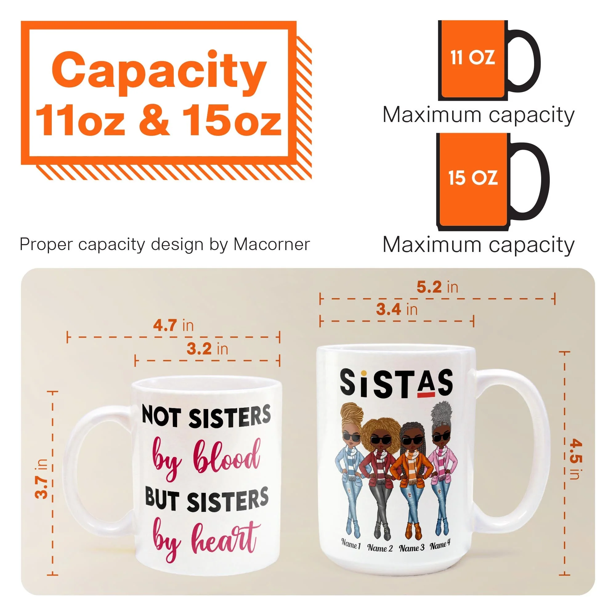 Sistas Not Sisters By Blood But Sisters By Heart - Personalized Mug - Birthday & Christmas Gift For Sista, Sister, Soul Sister, Best Friend, BFF, Bestie, Friend - Image 5