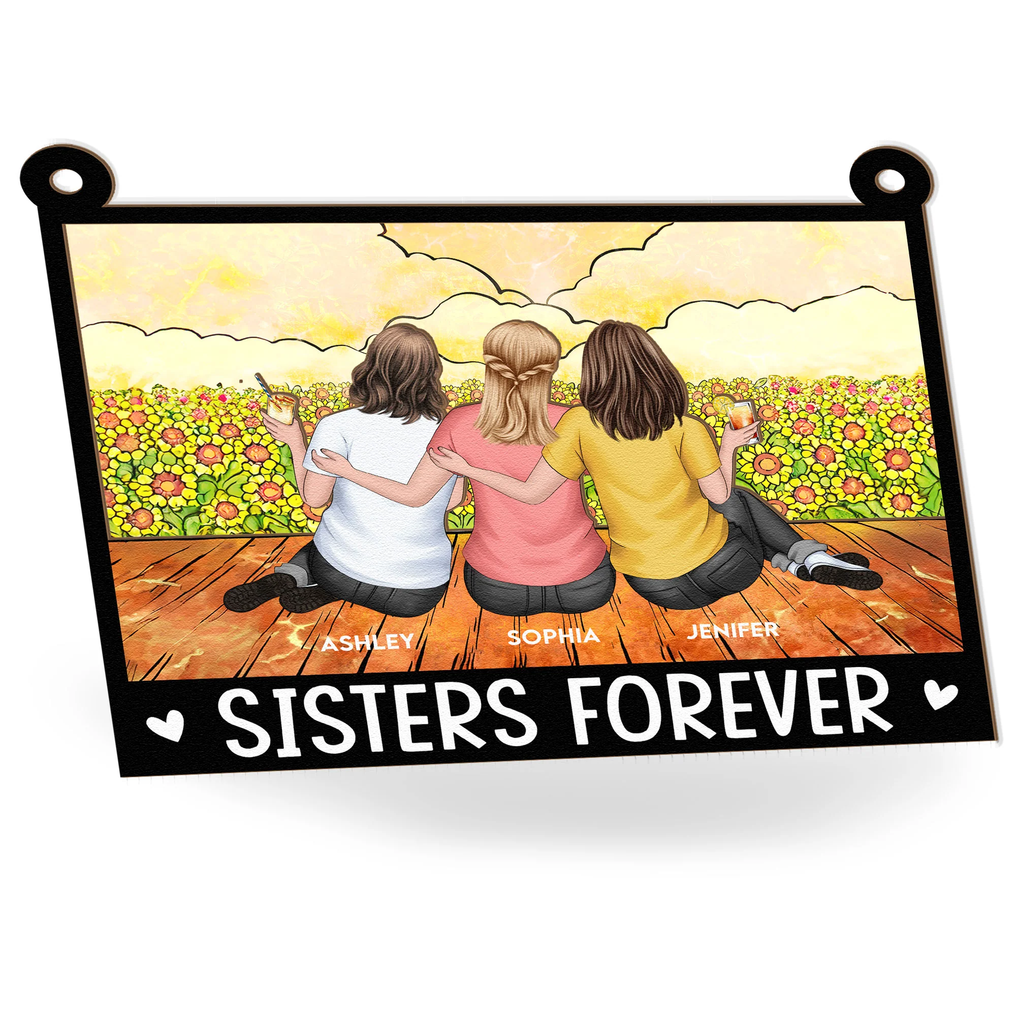 Sister Forever - Personalized Window Hanging Suncatcher Ornament - Image 4
