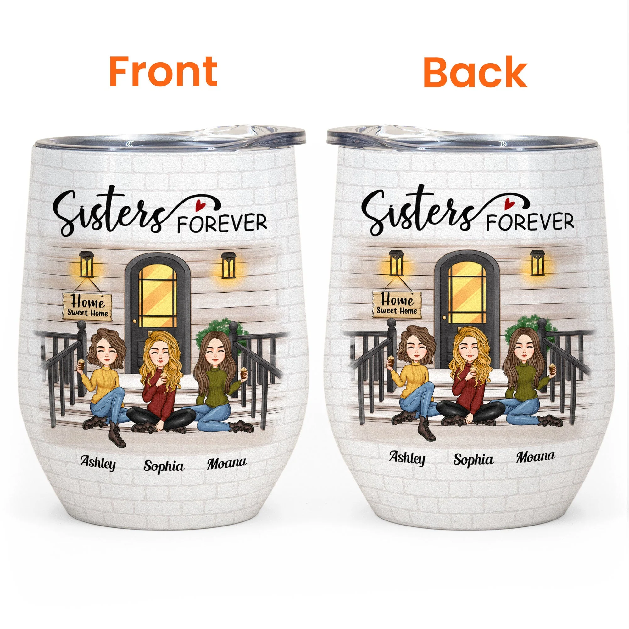 Sister Forever Ver 3 - Personalized Wine Tumbler - Image 3