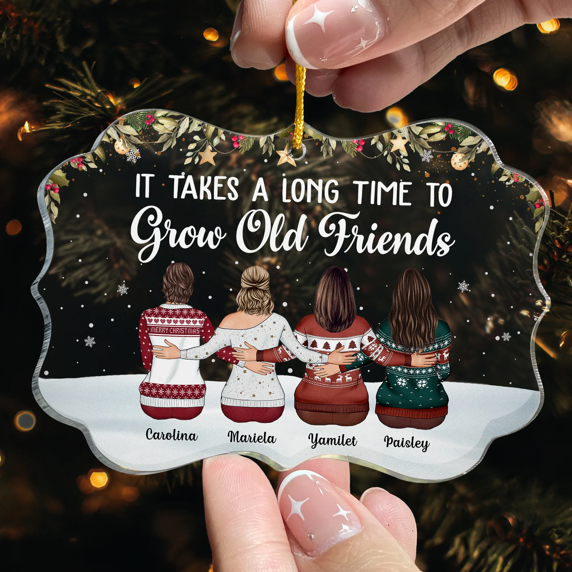 It Takes Long Time To Grow Old Friends - Personalized Acrylic Ornament - Image 2