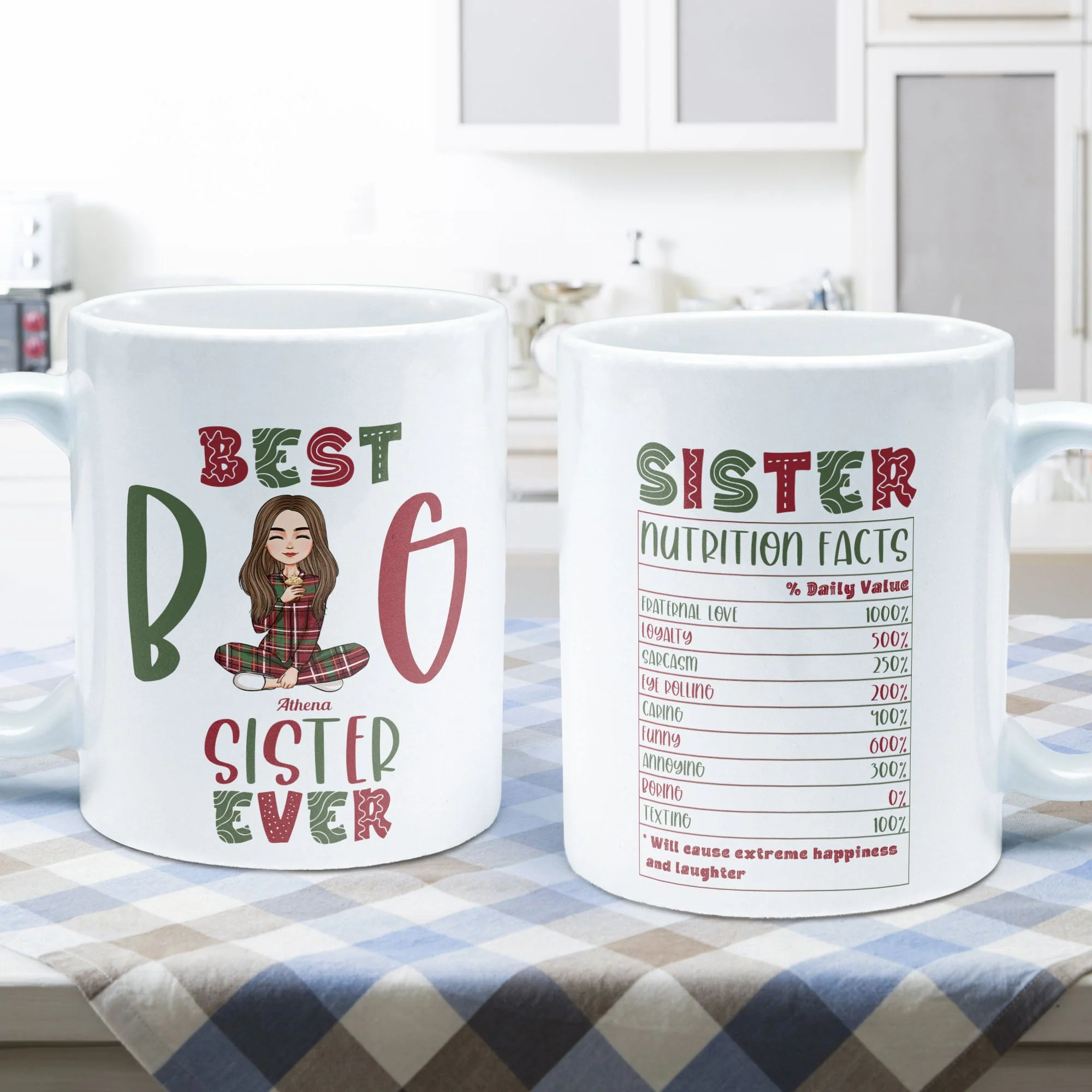 Sister Nutrition Facts - Personalized Mug - Christmas, Loving Gift For Sisters - Image 3