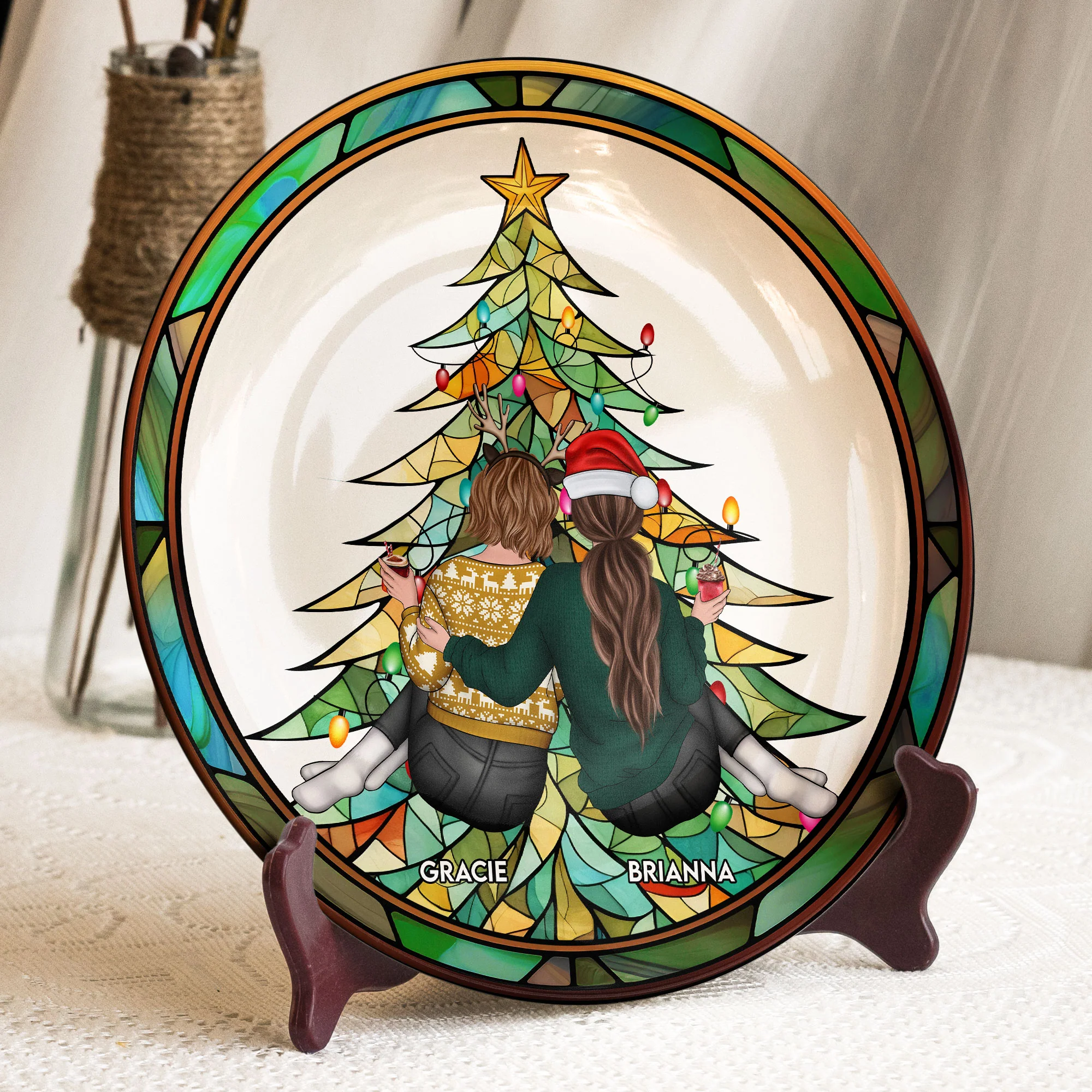 Sister Stays By Your Side - Personalized Ceramic Plate - Image 2