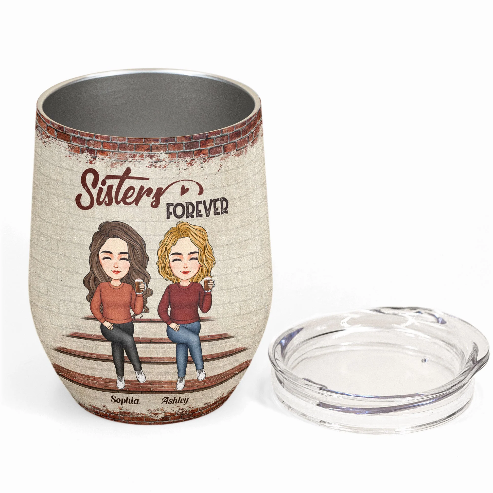 Sisters - Another Year Of Bonding Over Alcohol Version 2 - Personalized Wine Tumbler - Birthday, Christmas, New Year Gift For Sisters, Sistas, Besties, Soul Sisters - Image 2