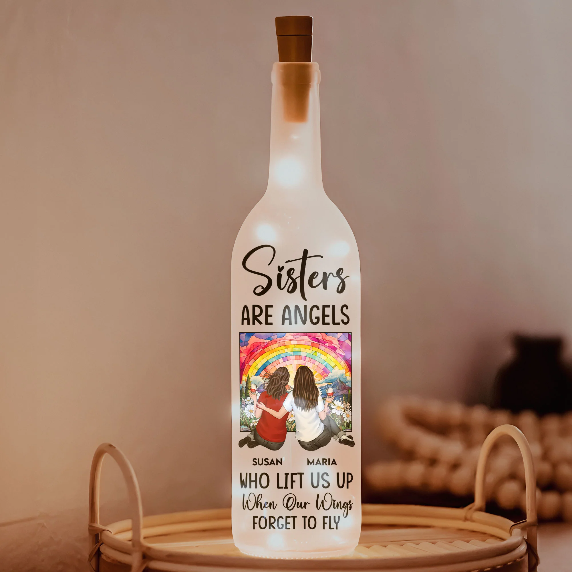 Sisters Are Angels - Personalized Bottle Lamp - Image 3