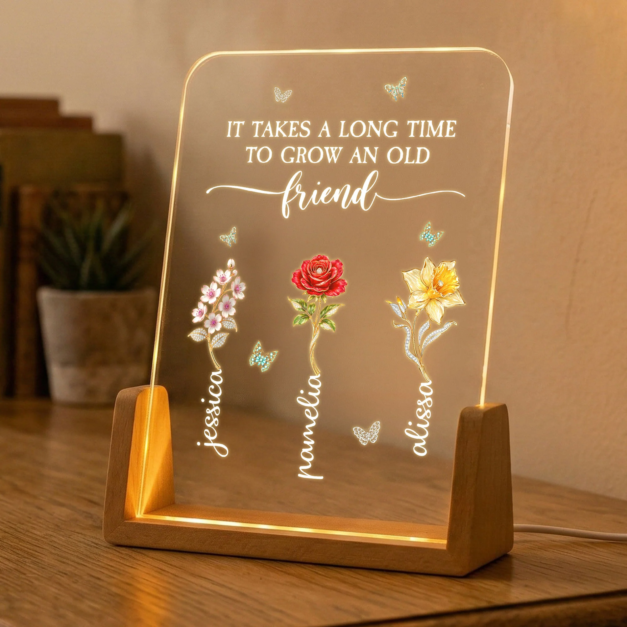 Sisters Are Different Flowers From The Same Garden - Personalized Night Light - Image 4