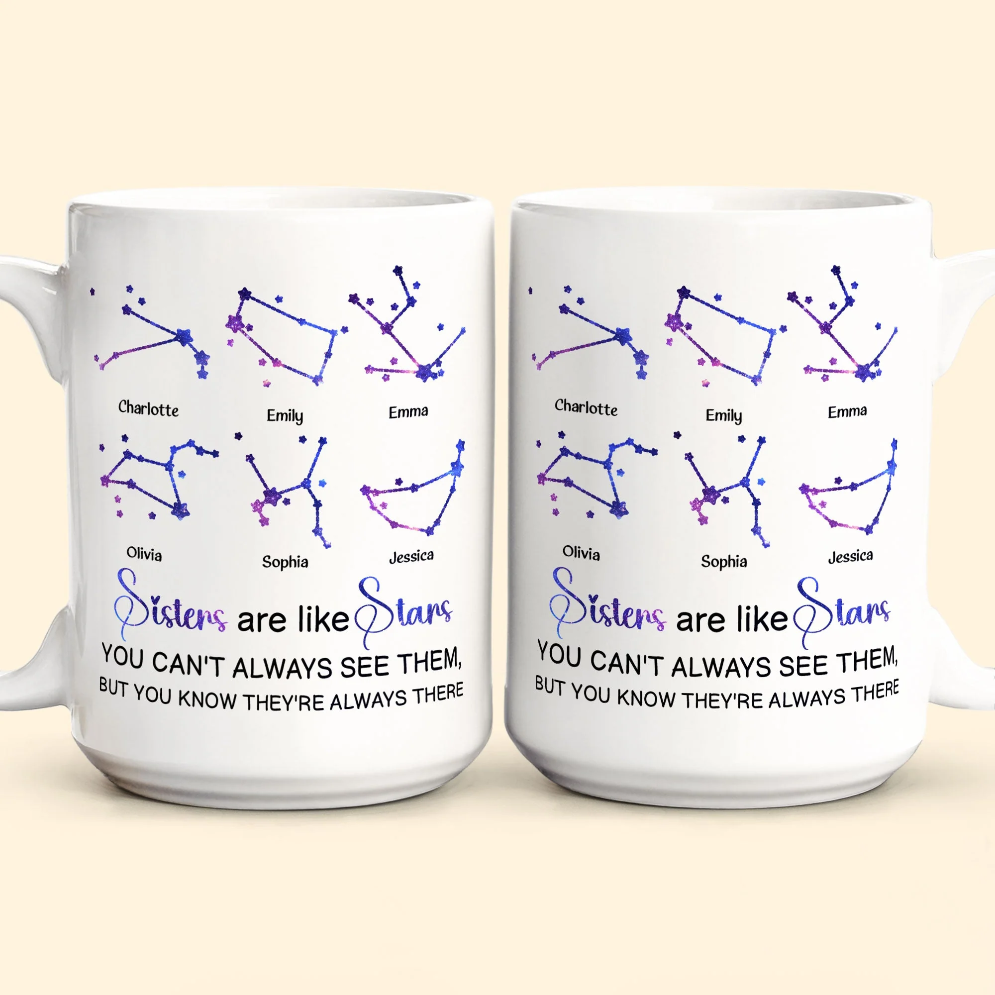 Sisters Are Like Stars - Personalized Mug - Image 2