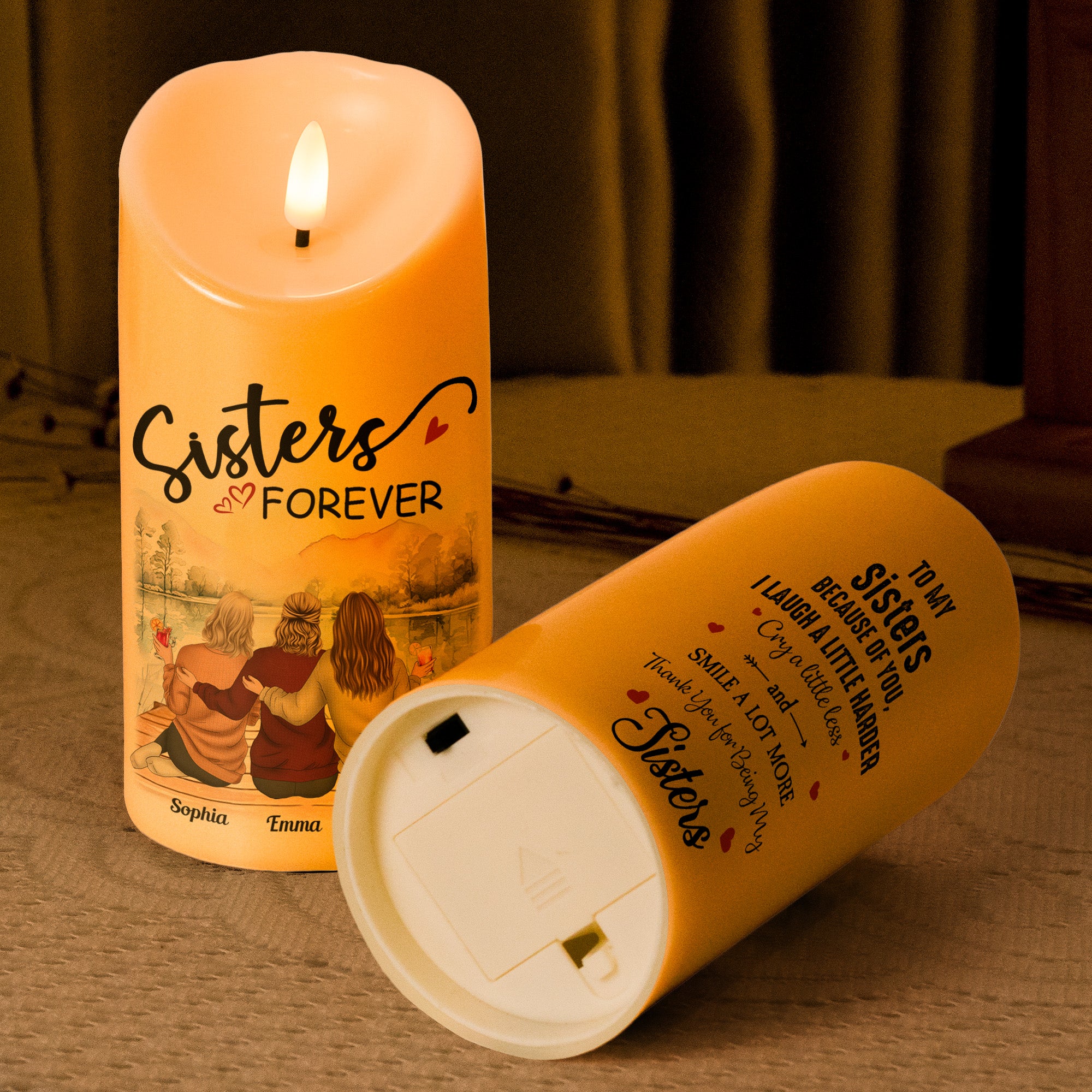 Sisters Are Like Stars You May Not Always See - Personalized LED Candle - Image 4