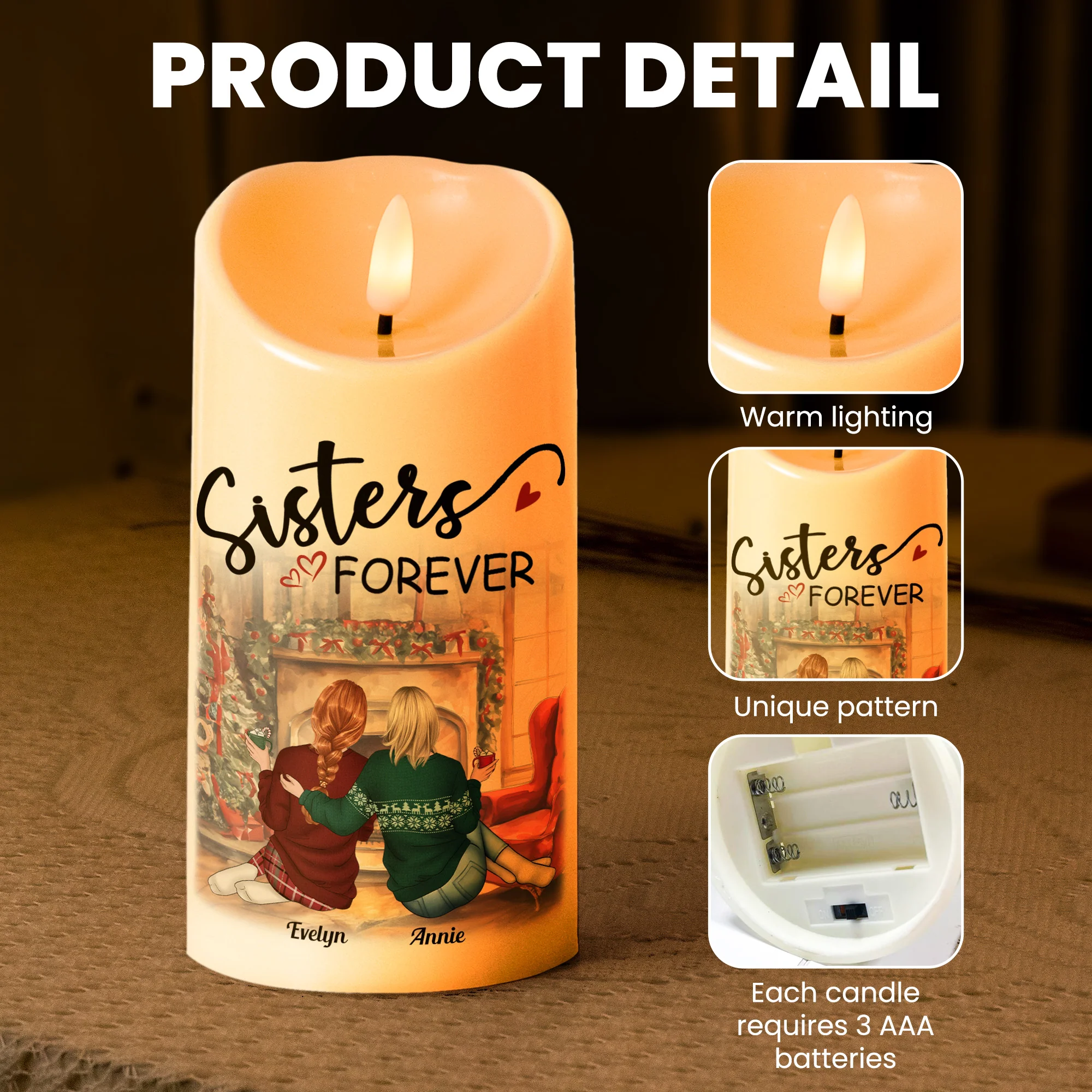 Sisters Are Like Stars You May Not Always See - Personalized LED Candle - Image 5