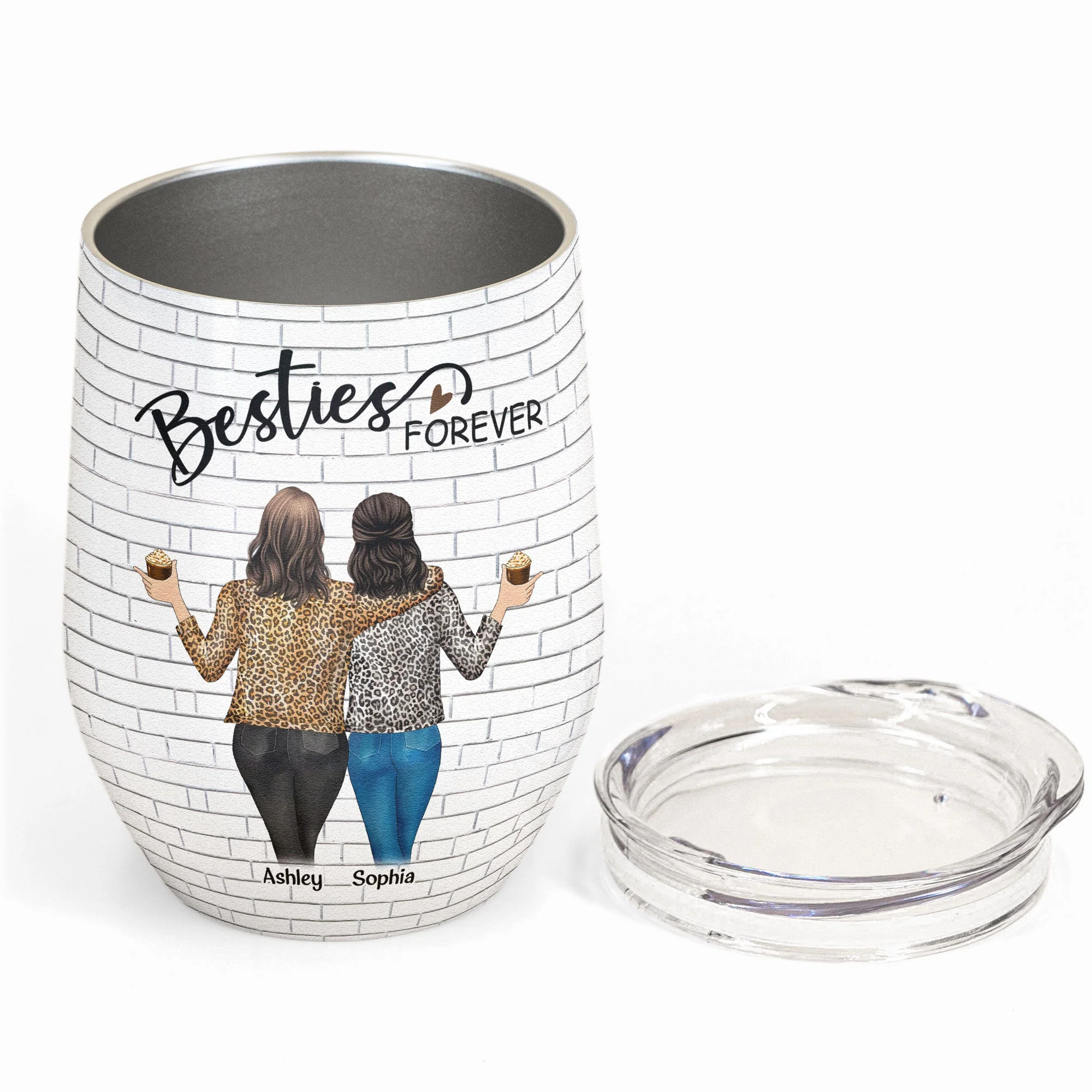 Sisters - Besties Forever - Personalized Wine Tumbler - Birthday, Loving Gift For Sisters, Sistas, Besties, Soul Sisters - Image 2