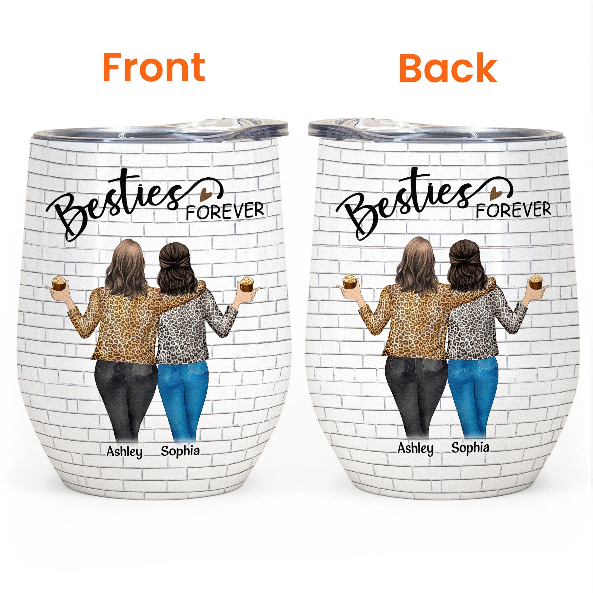 Sisters - Besties Forever - Personalized Wine Tumbler - Birthday, Loving Gift For Sisters, Sistas, Besties, Soul Sisters - Image 3