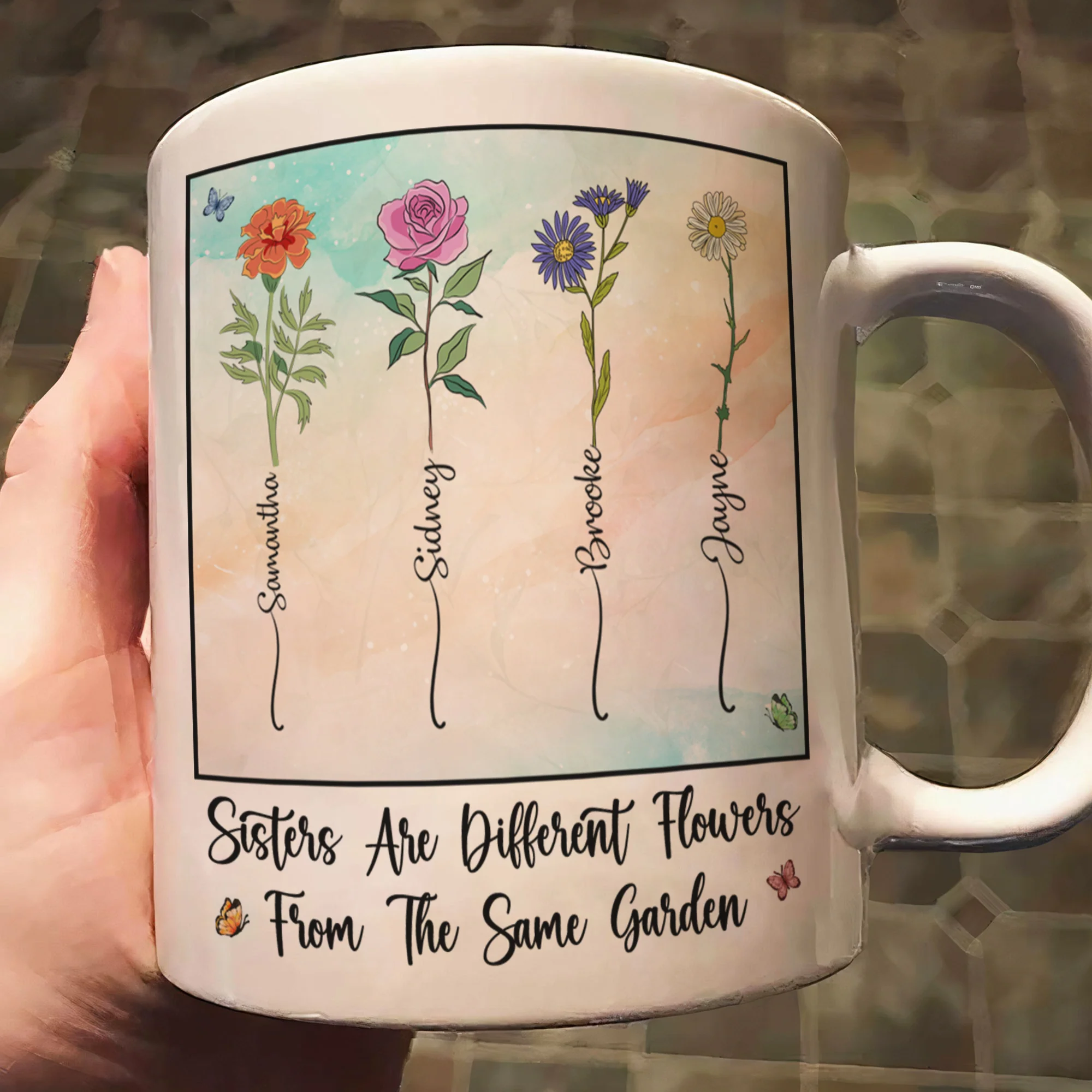 Sisters Different Flowers From The Same Garden - Personalized Mug - Image 2