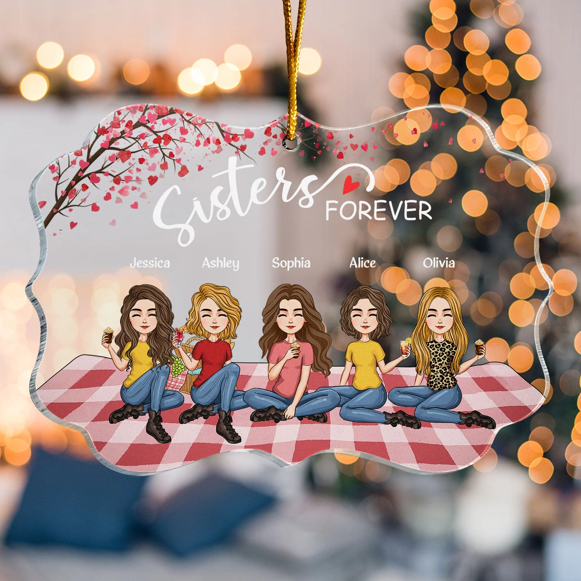 Sisters Forever 2 - Limited Version - Personalized Acrylic Ornament - Image 4