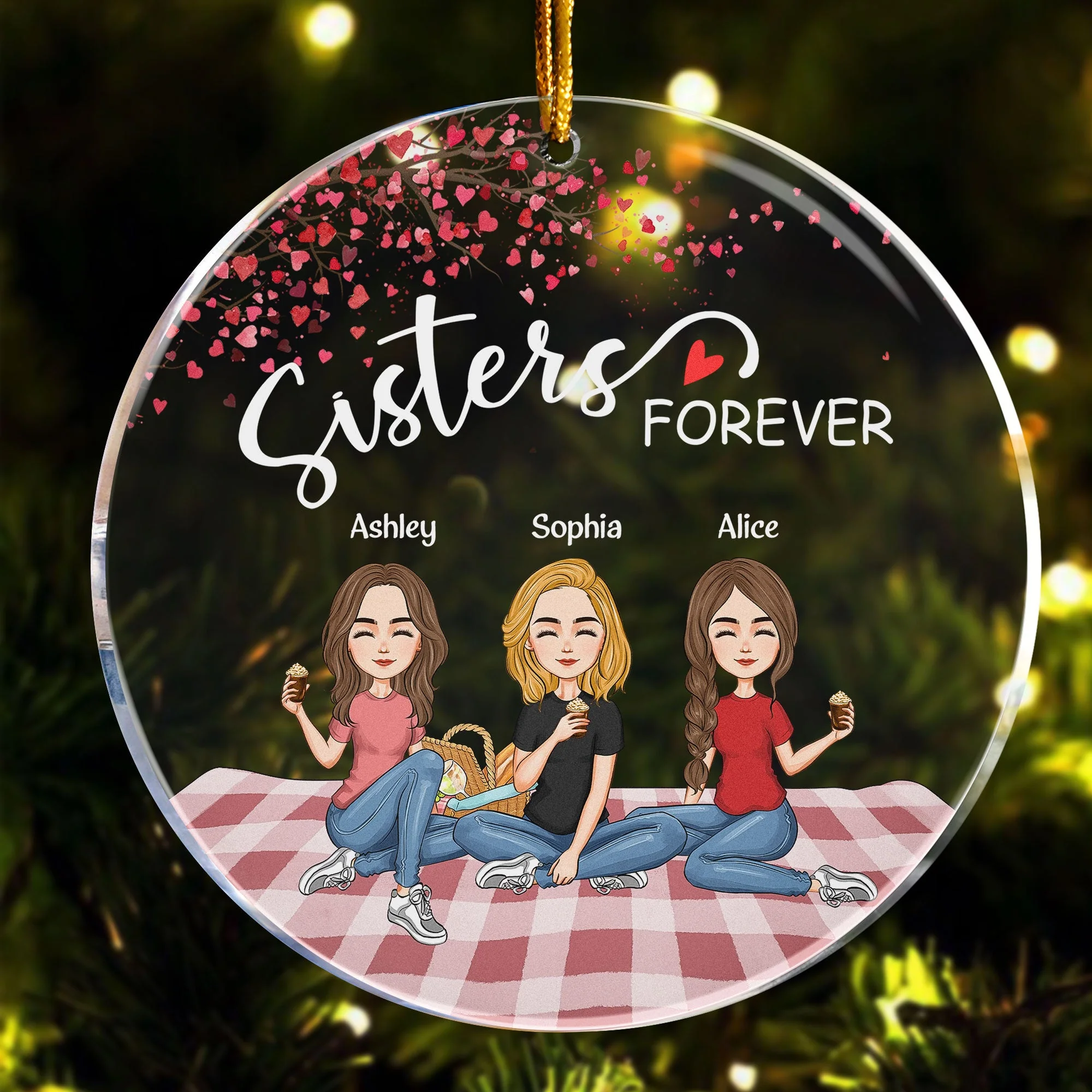 Sisters Forever 2024 - Personalized Circle Acrylic Ornament - Image 4