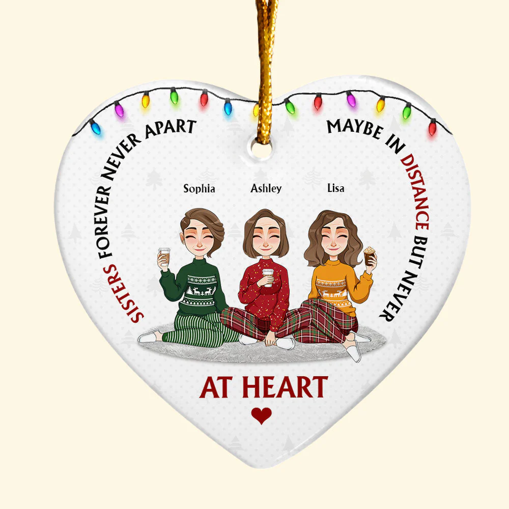 Sisters Forever Never Apart - Personalized Ceramic Ornament - Image 4