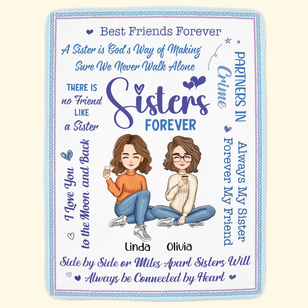 Sisters Forever - Personalized Sister Blanket - Image 5
