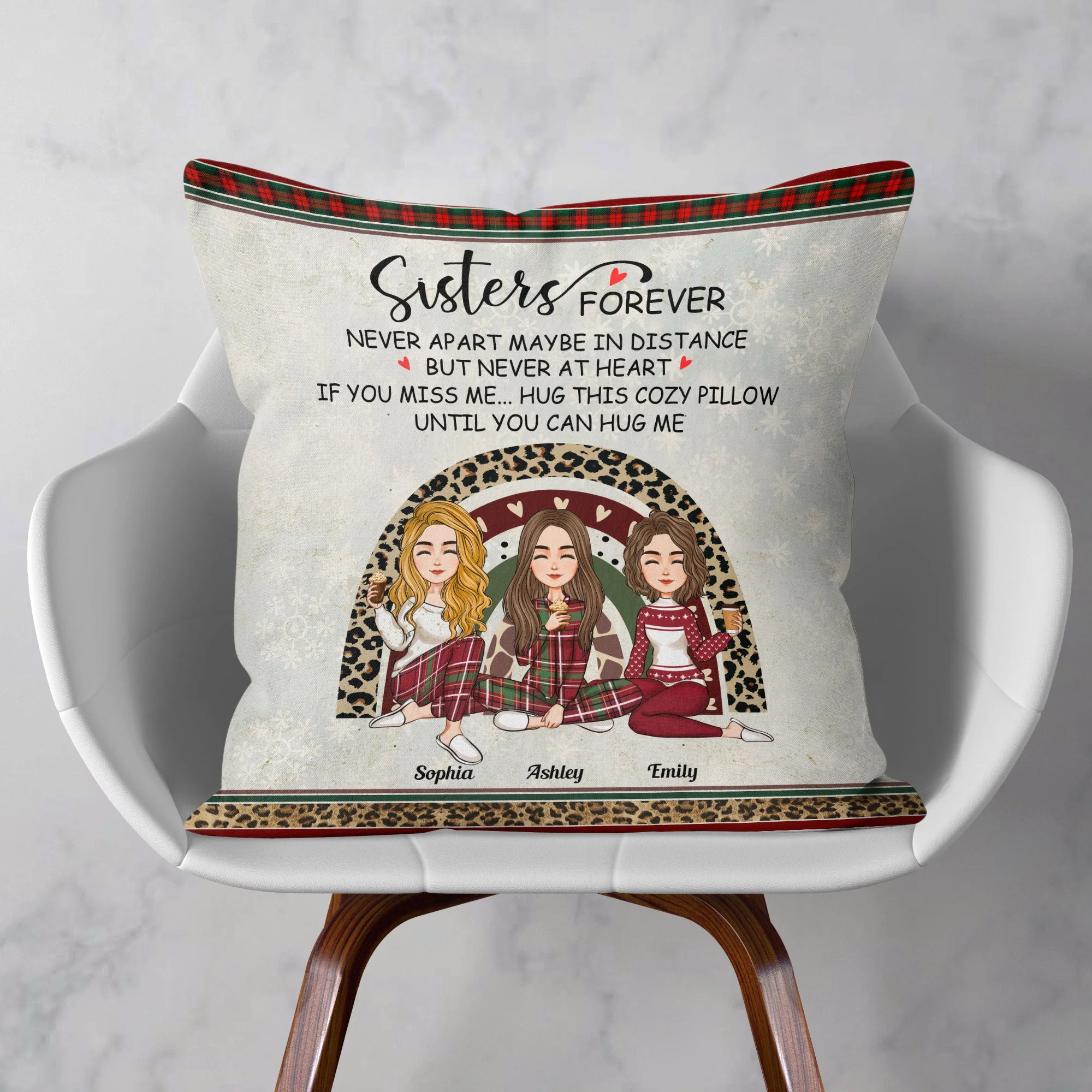 Sisters Hug This Cozy Pillow - Personalized Pillow (Insert Included) - Christmas, New Year Gift For Sisters, Sistas, Besties, Soul Sisters - Image 2
