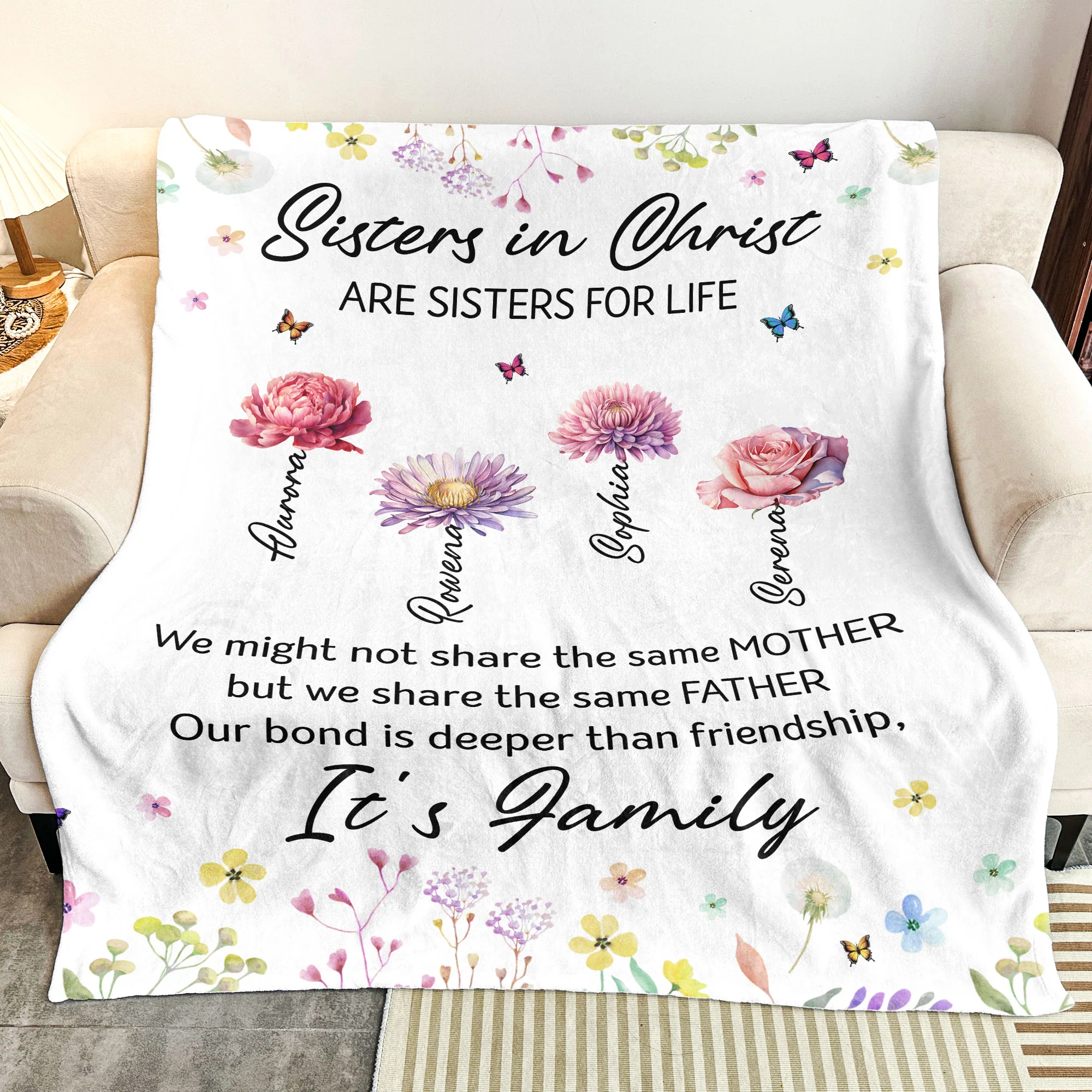 Sisters In Christ Are Sisters For Life - Faith Friendship - Personalized Blanket - Image 3