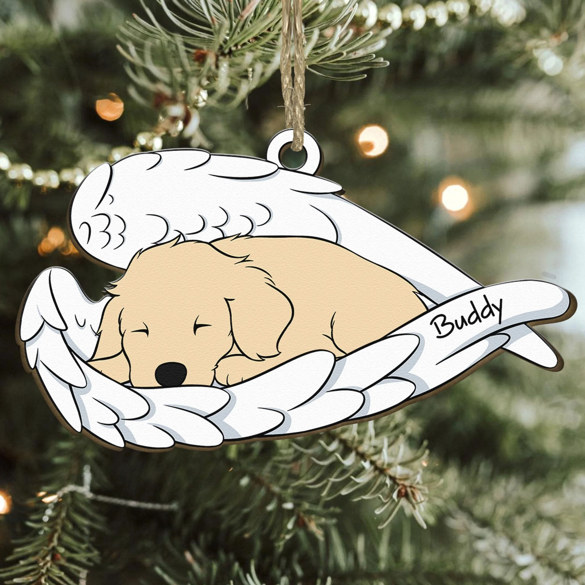 Sleeping Dog - Personalized Wooden Ornament - Image 3