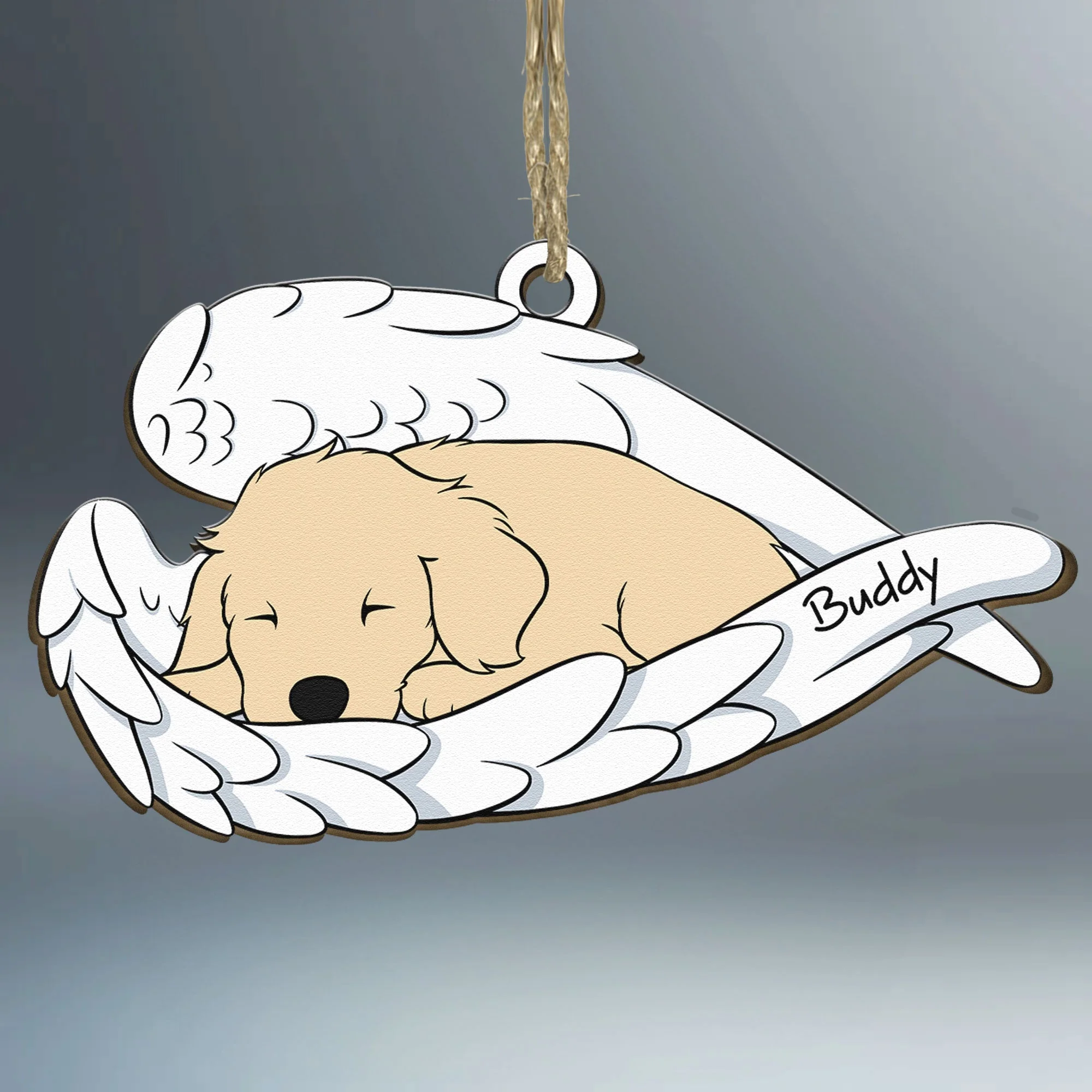 Sleeping Dog - Personalized Wooden Ornament - Image 4