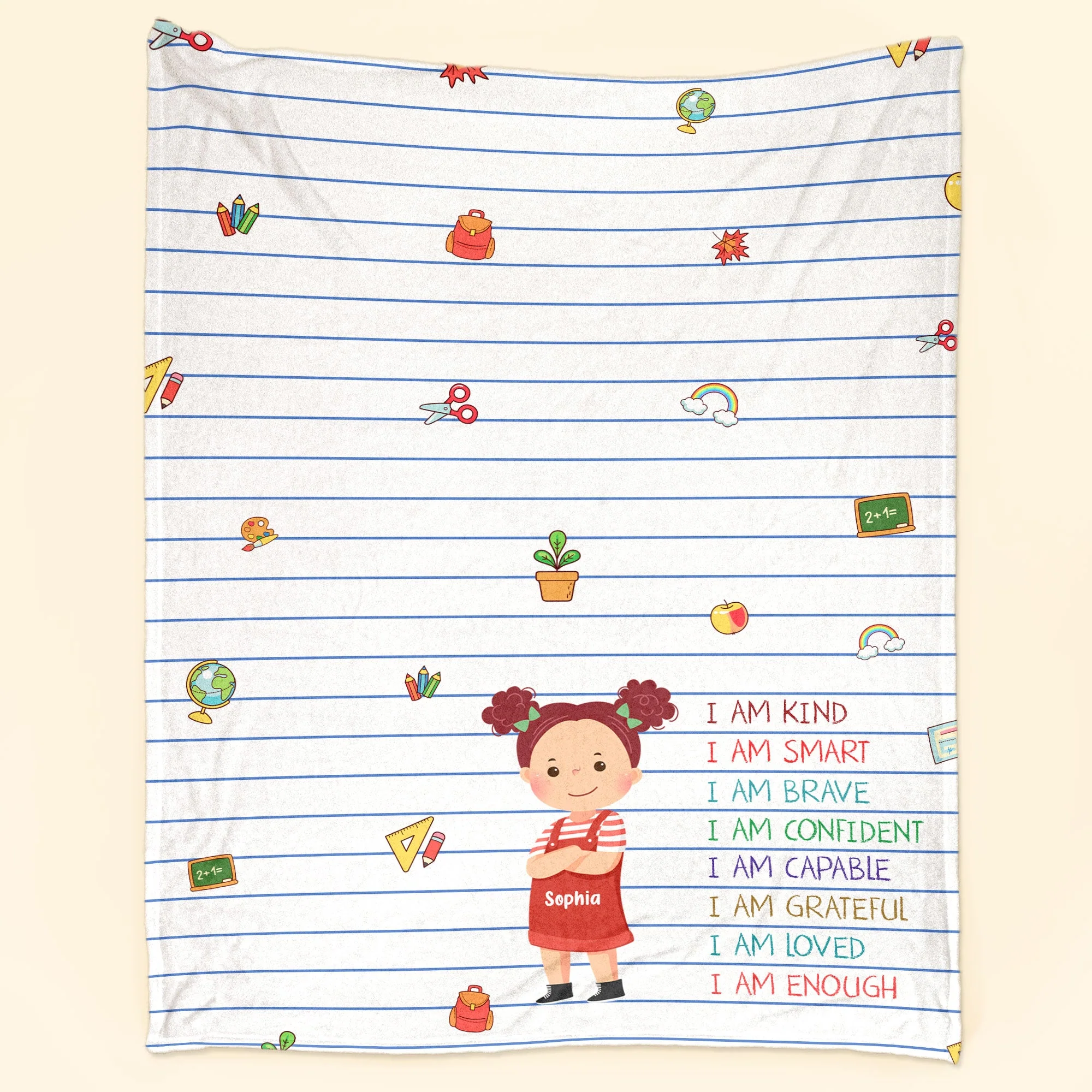 Smart Loved Brave Confident - Personalized Kid Blanket