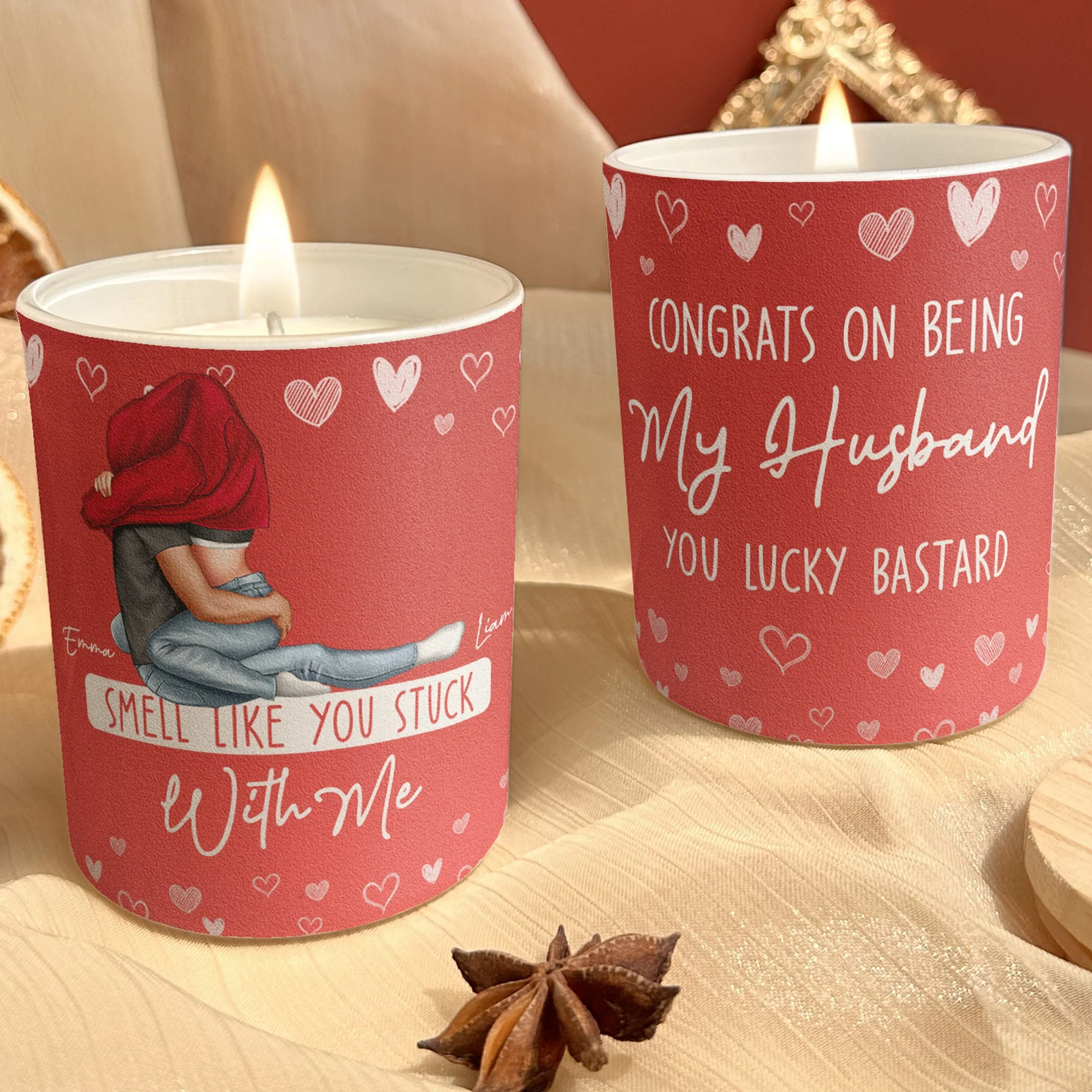 Smell Like You Stuck With Me Funny Gift For Couples - Personalized Candle - Image 2
