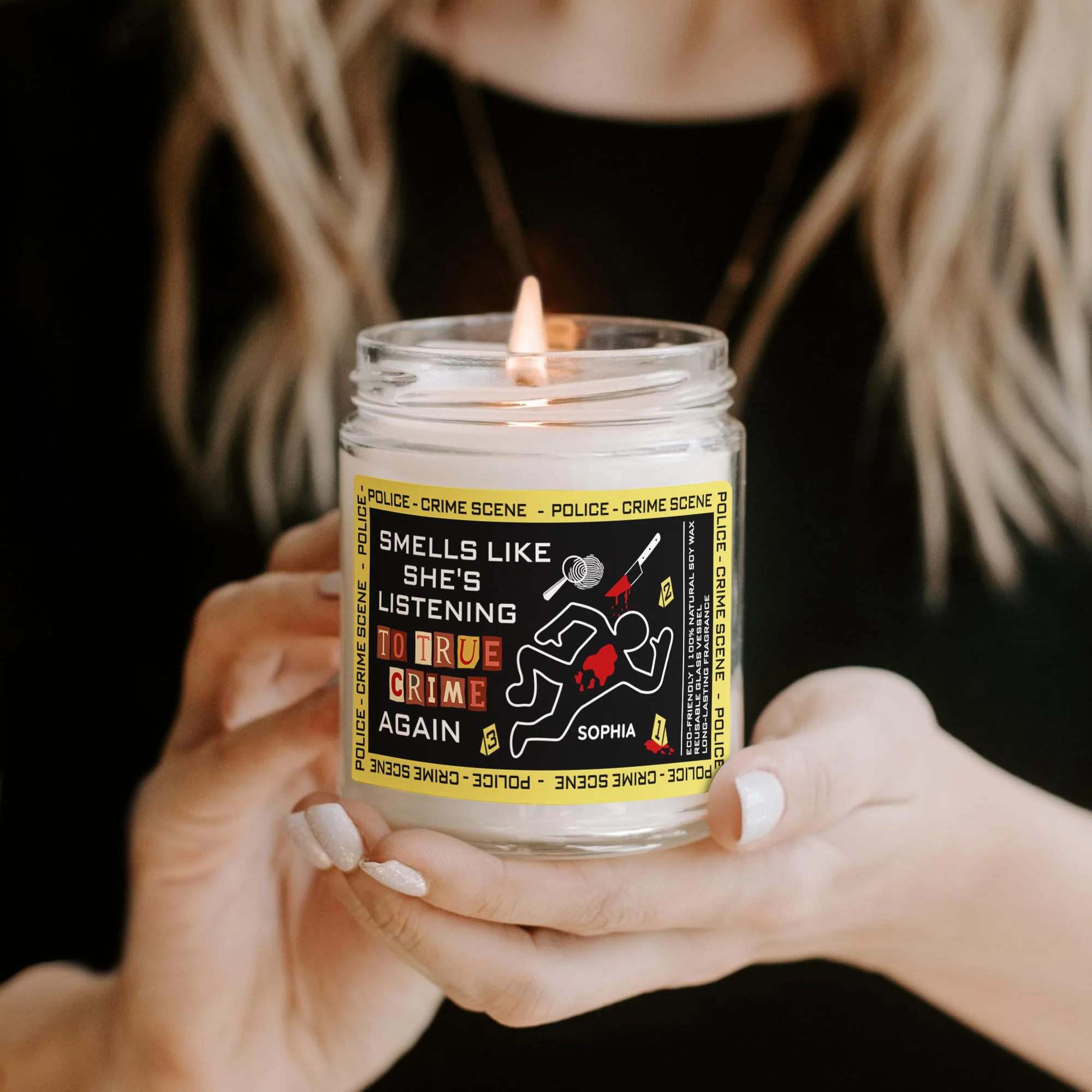 Smells Like She's Listening To True Crime Again - Personalized Scented Soy Candle - Image 2