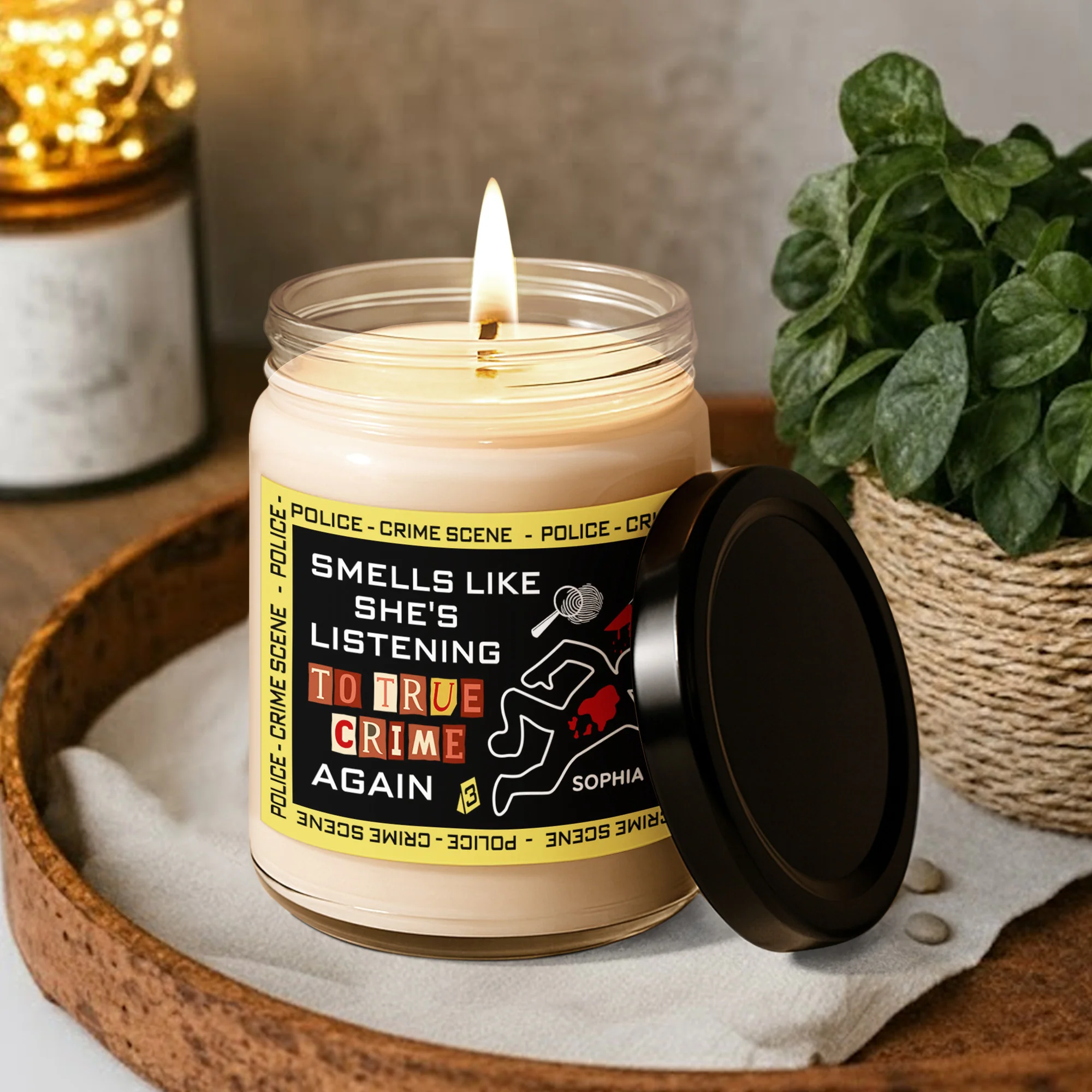 Smells Like She's Listening To True Crime Again - Personalized Scented Soy Candle - Image 3