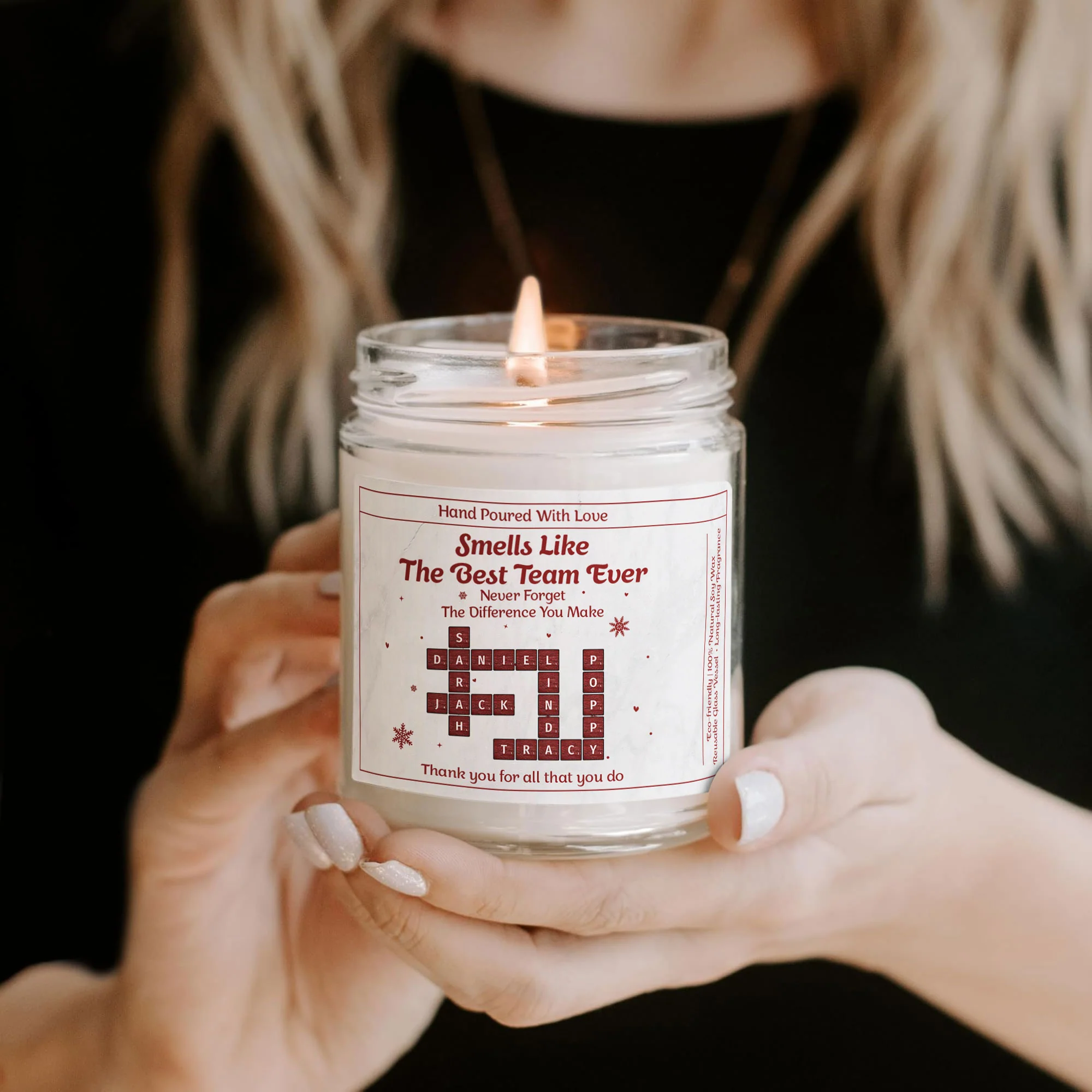 Smells Like The Best Team Ever - Coworker Christmas Bulk Gifts Appreciation Thank You Gifts - Personalized Scented Soy Candle - Image 2