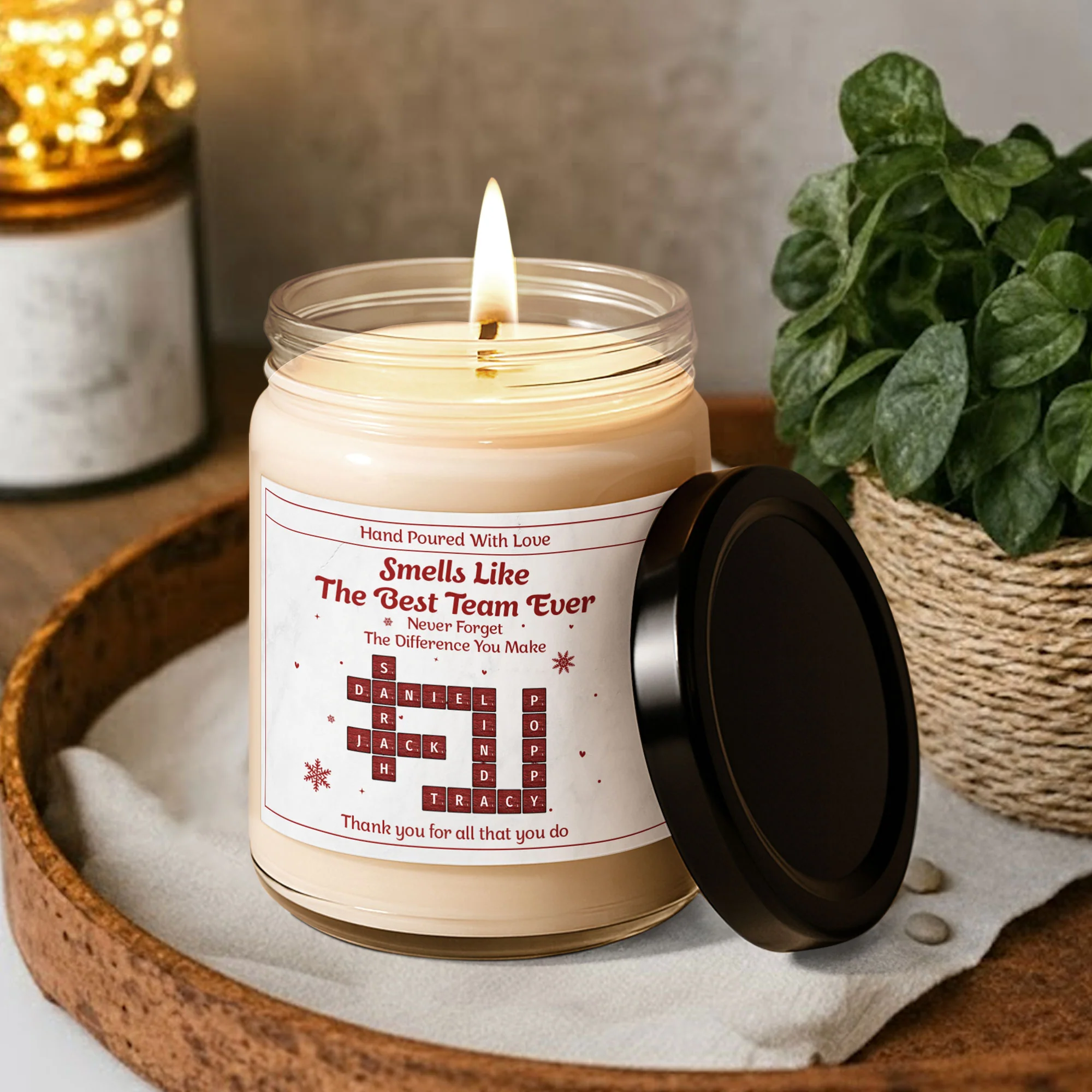 Smells Like The Best Team Ever - Coworker Christmas Bulk Gifts Appreciation Thank You Gifts - Personalized Scented Soy Candle - Image 3