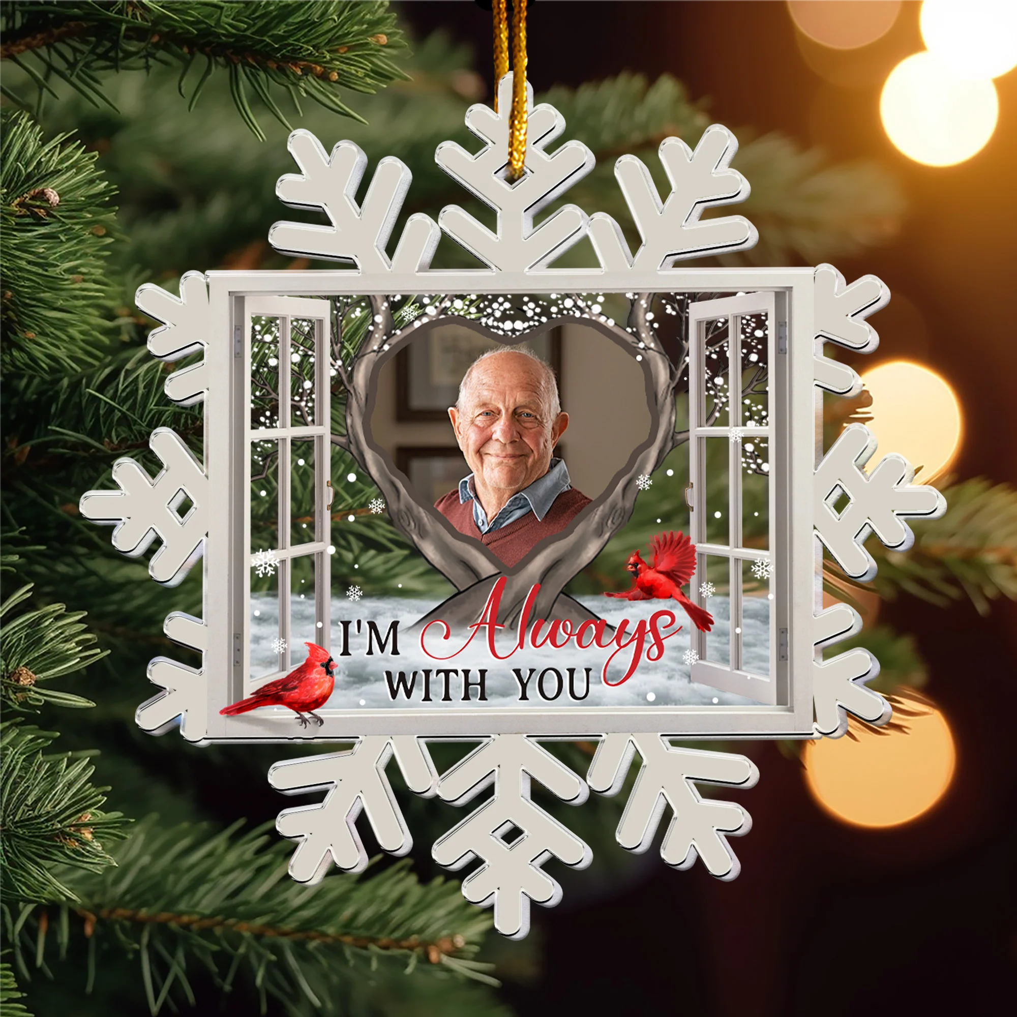 Snow Flake I'm Always With You - Personalized Acrylic Photo Ornament - Image 2