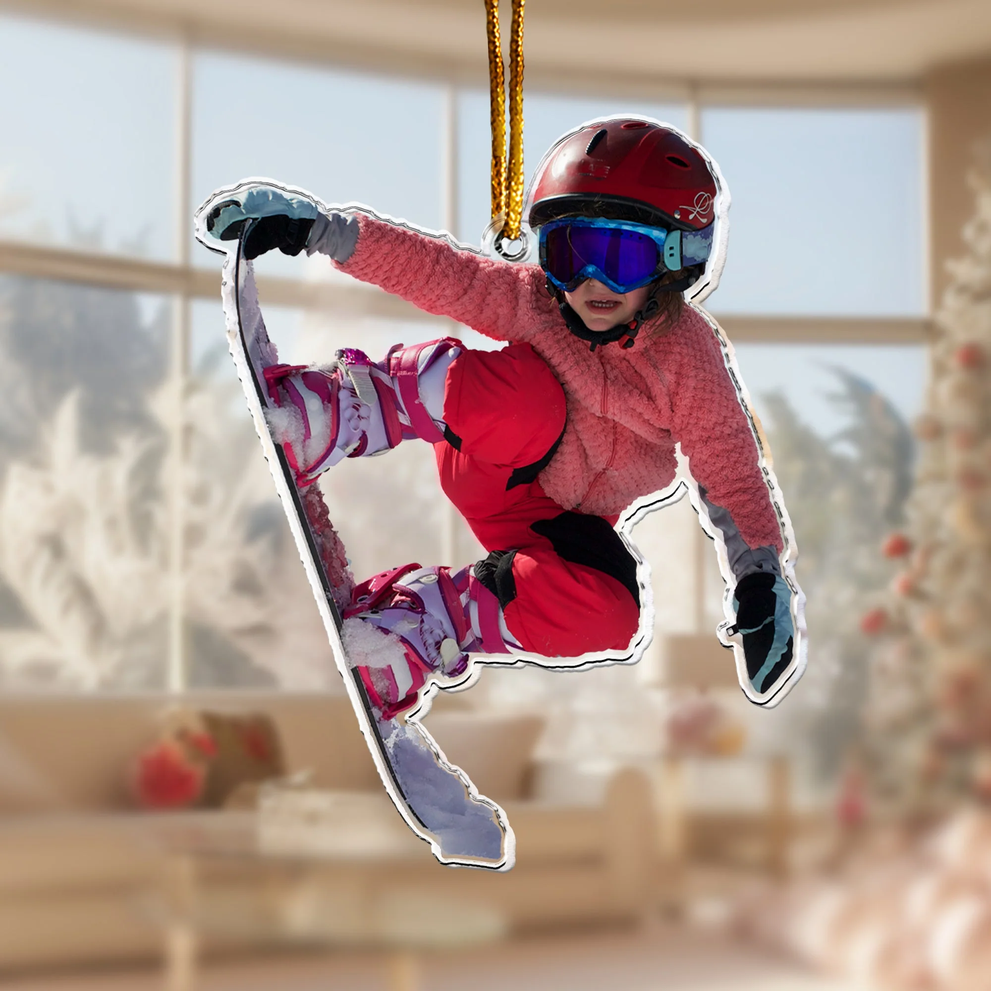 Snowboarding Gift Presents For Snowboarders - Personalized Acrylic Photo Ornament - Image 2