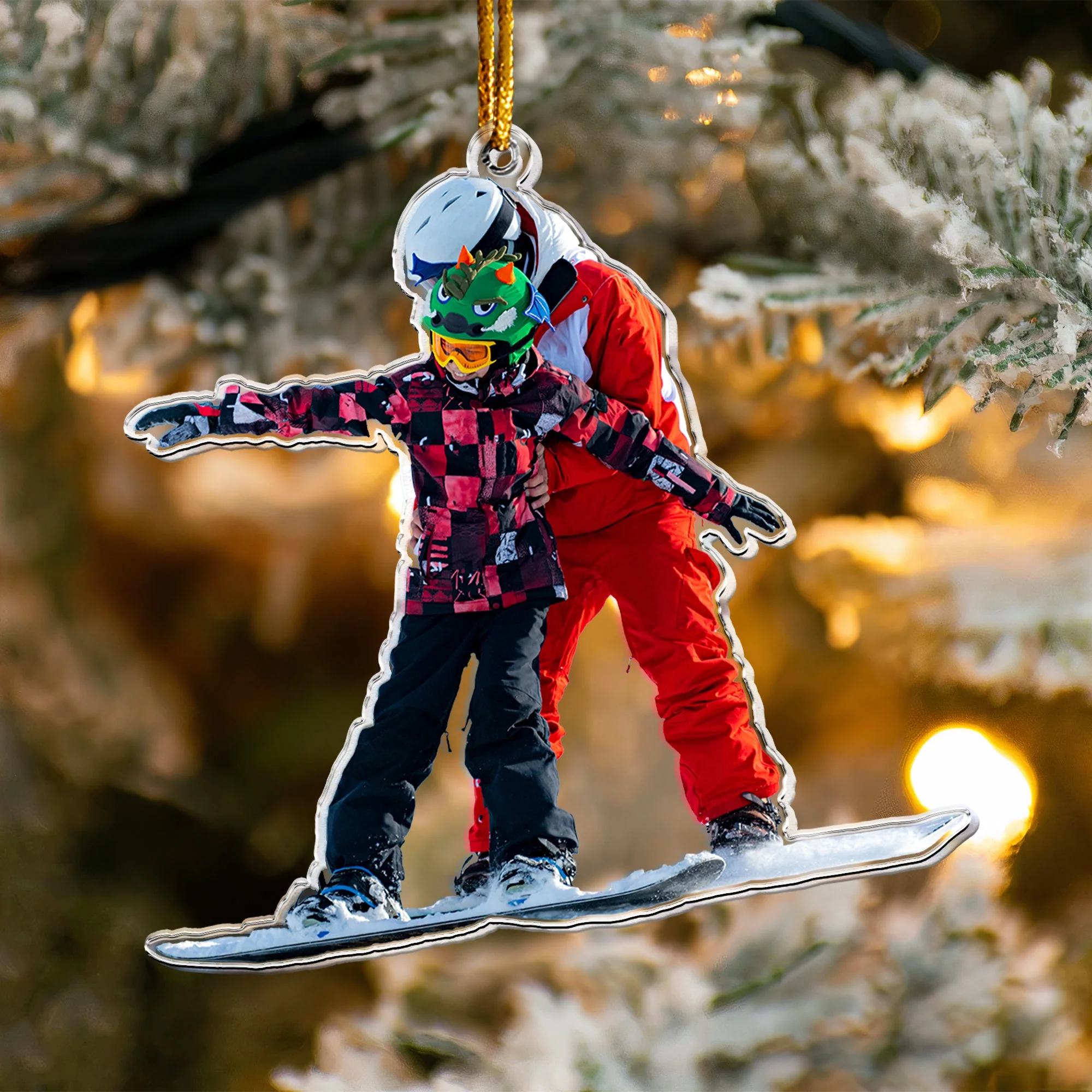 Snowboarding Gift Presents For Snowboarders - Personalized Acrylic Photo Ornament - Image 4