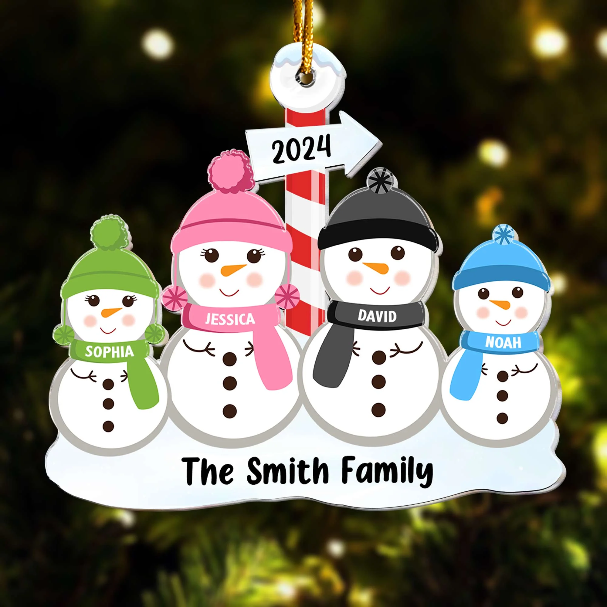 Snowman Family - Personalized Acrylic Ornament - Image 3