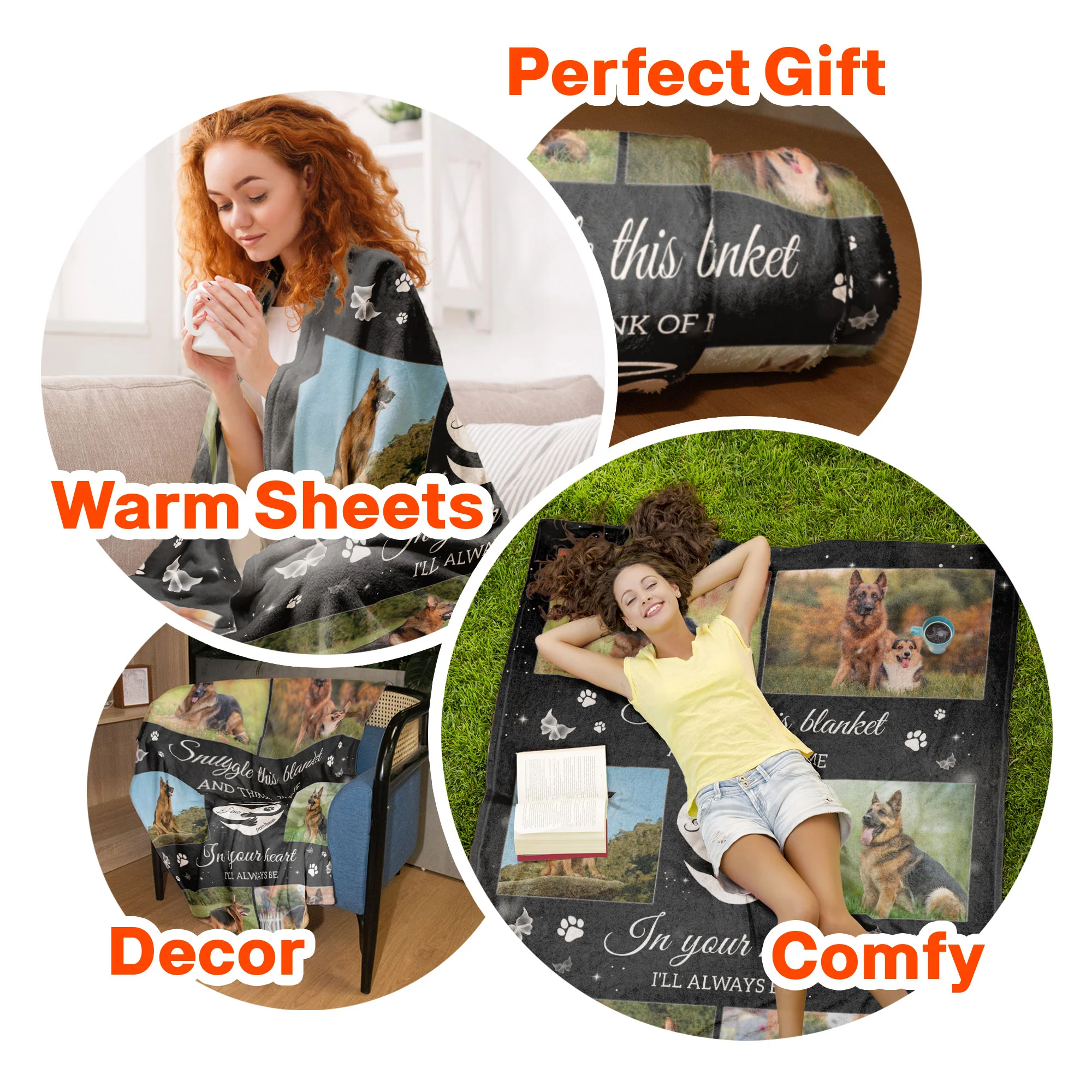 Snuggle This Blanket And Think Of Me Memorial Pet - Personalized Photo Blanket - Image 7