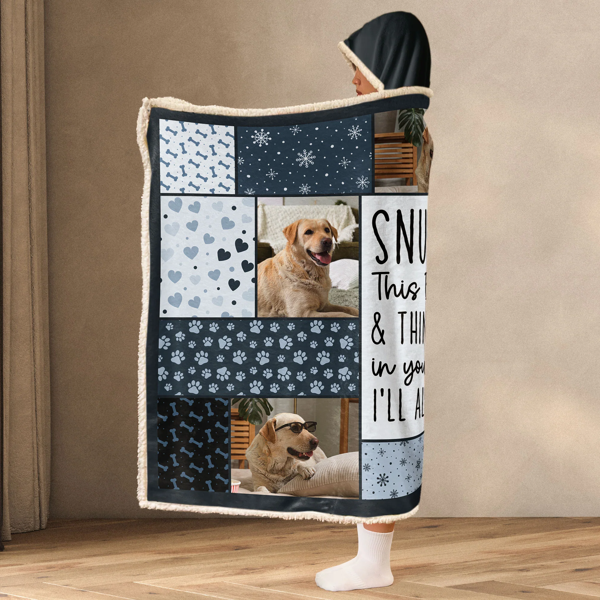 Snuggle This Blanket And Think Of Me - Personalized Photo Wearable Blanket Hoodie - Image 4