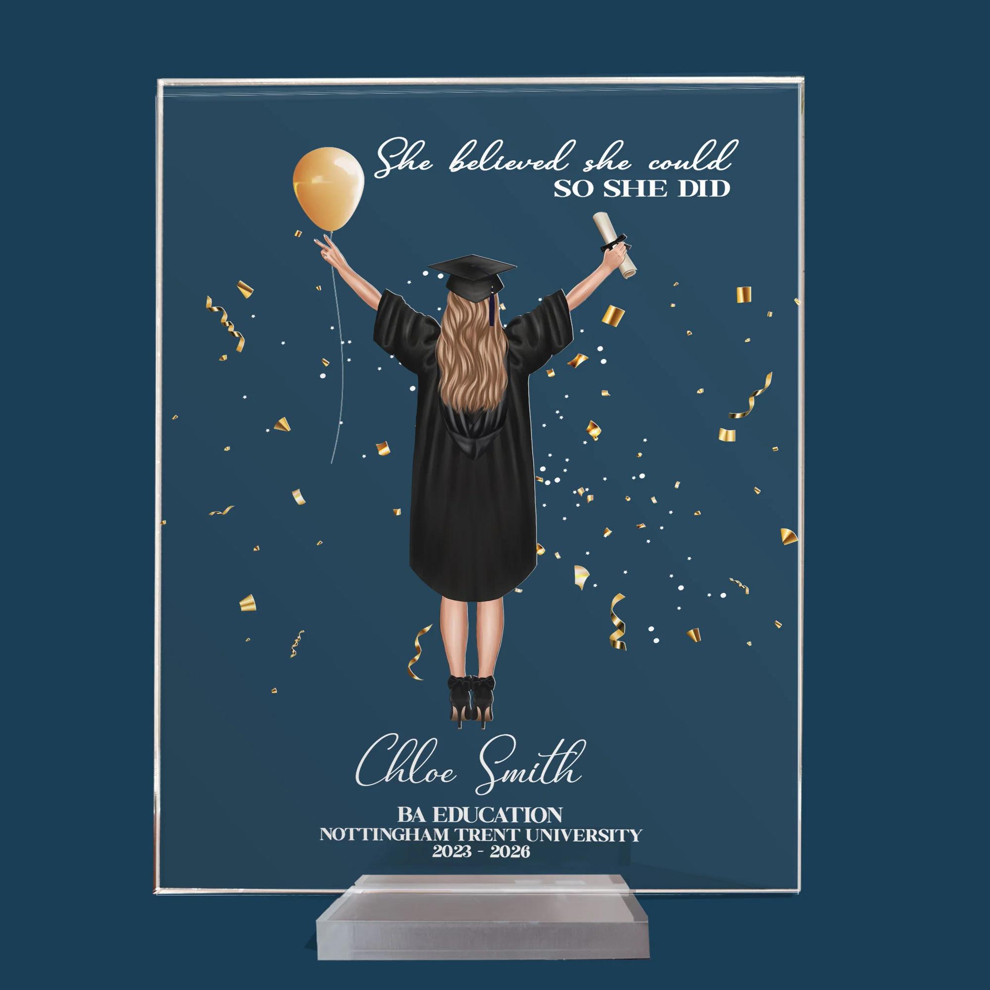 So She Did - Personalized Acrylic Plaque - Image 3