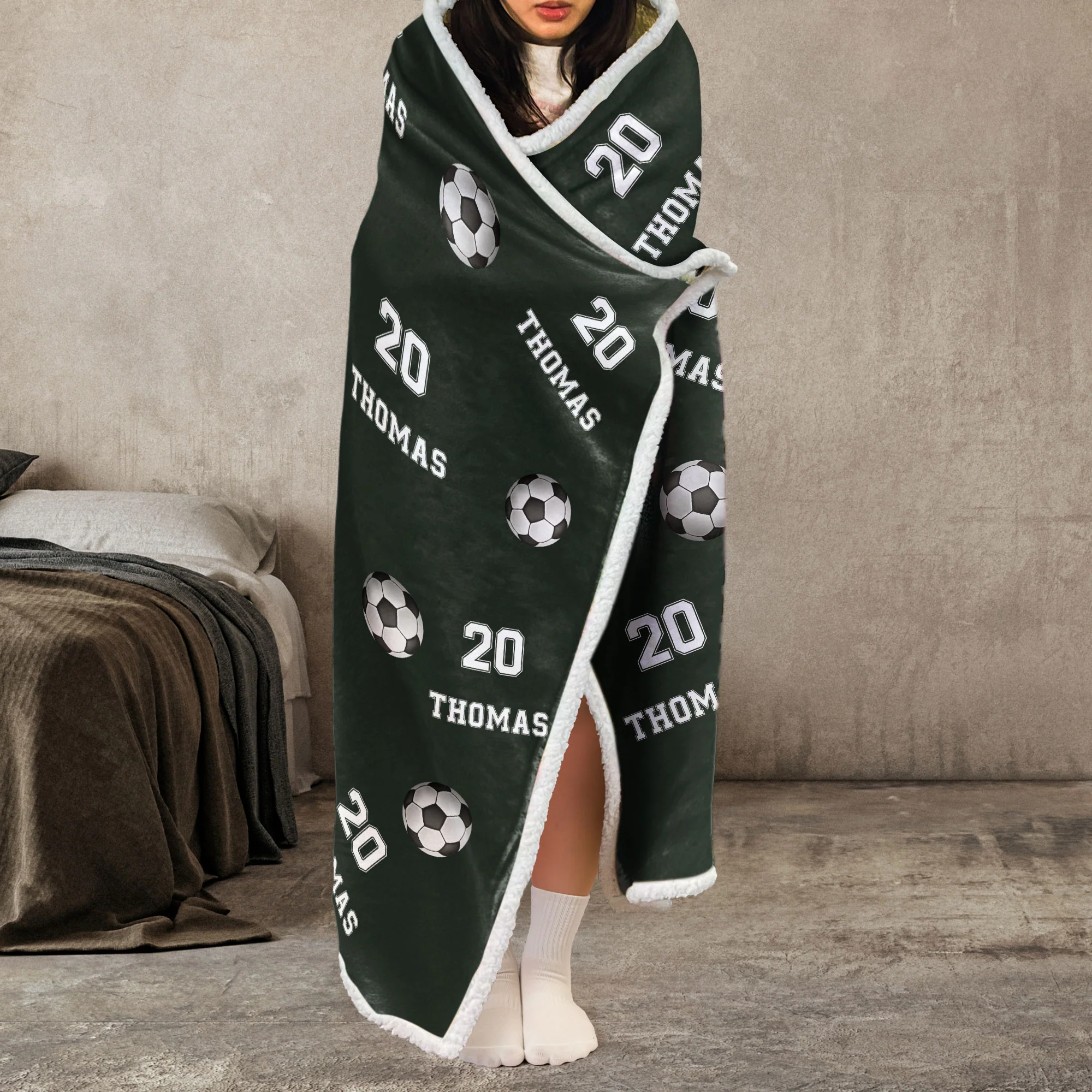 Soccer Custom Name, Number - Personalized Wearable Blanket Hoodie - Image 4