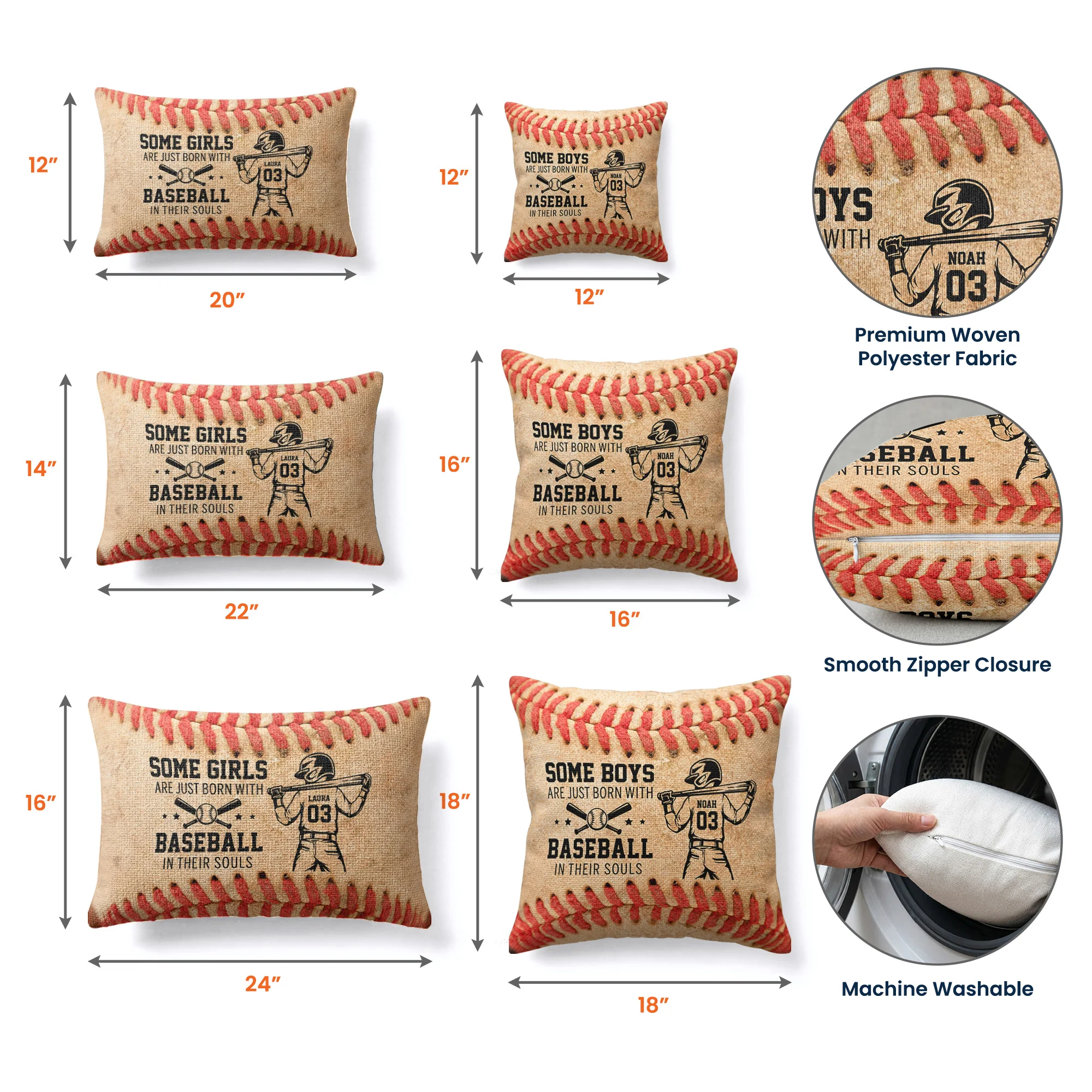 Some Boys Are Just Born With Baseball In Their Souls - Personalized Pillow Cover - Image 8