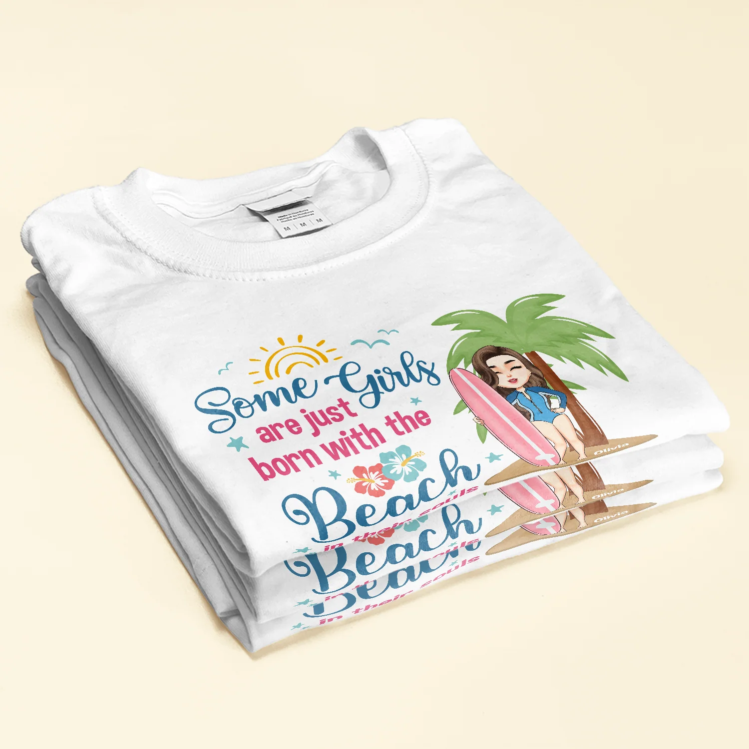 Some Girls Are Just Born With The Beach In Their Souls - Personalized Shirt - Summer, Birthday Gift For Surfing Lovers, Surfers, Girl Friends - Image 2